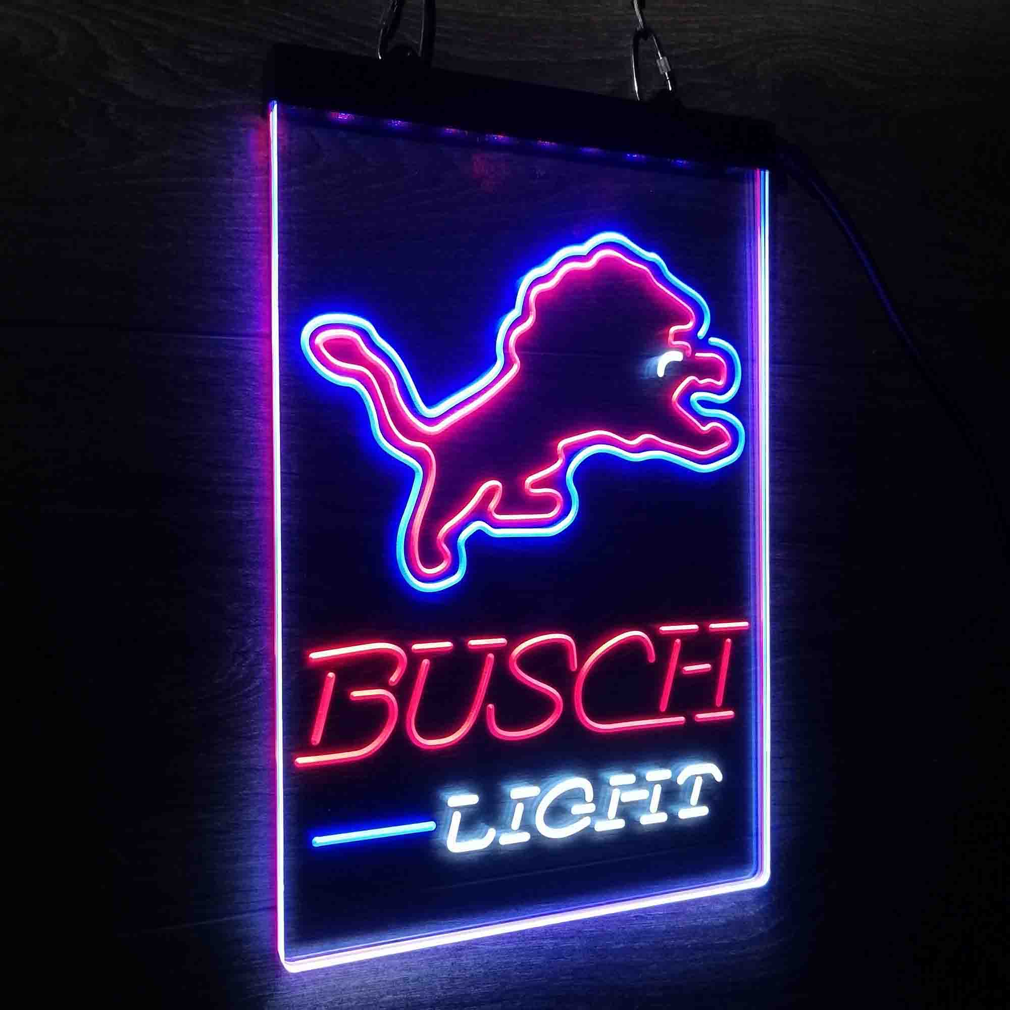 Detroit Lion Busch Light Neon LED Sign 3 Colors