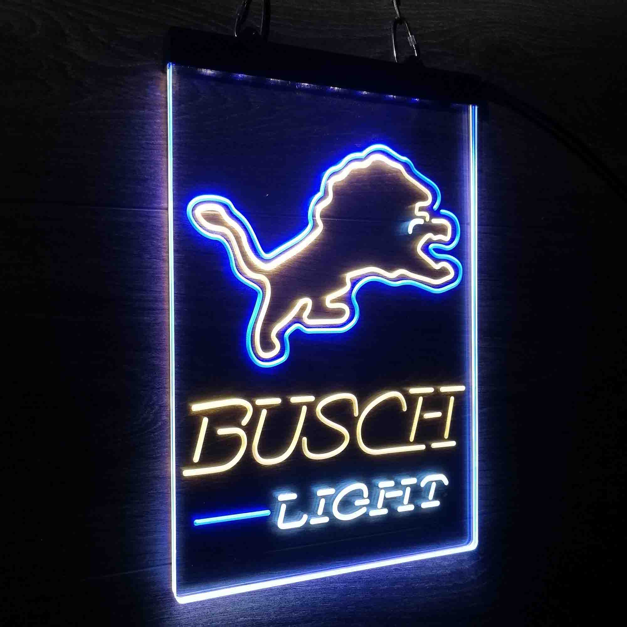 Detroit Lion Busch Light Neon LED Sign 3 Colors