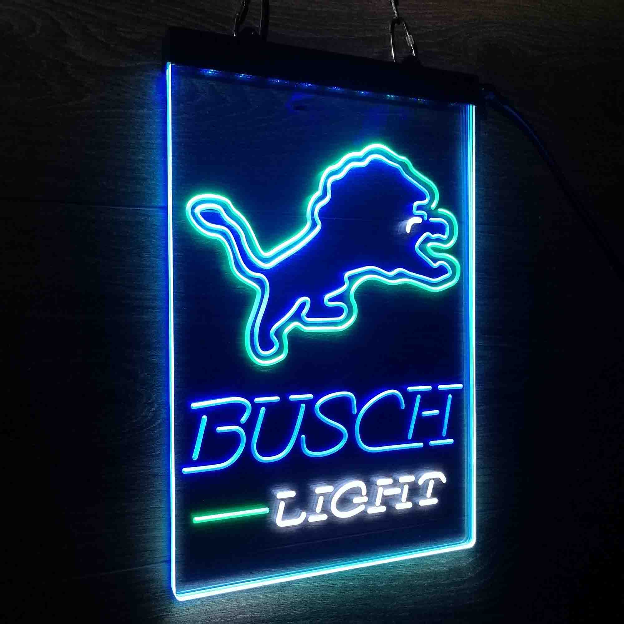 Detroit Lion Busch Light Neon LED Sign 3 Colors