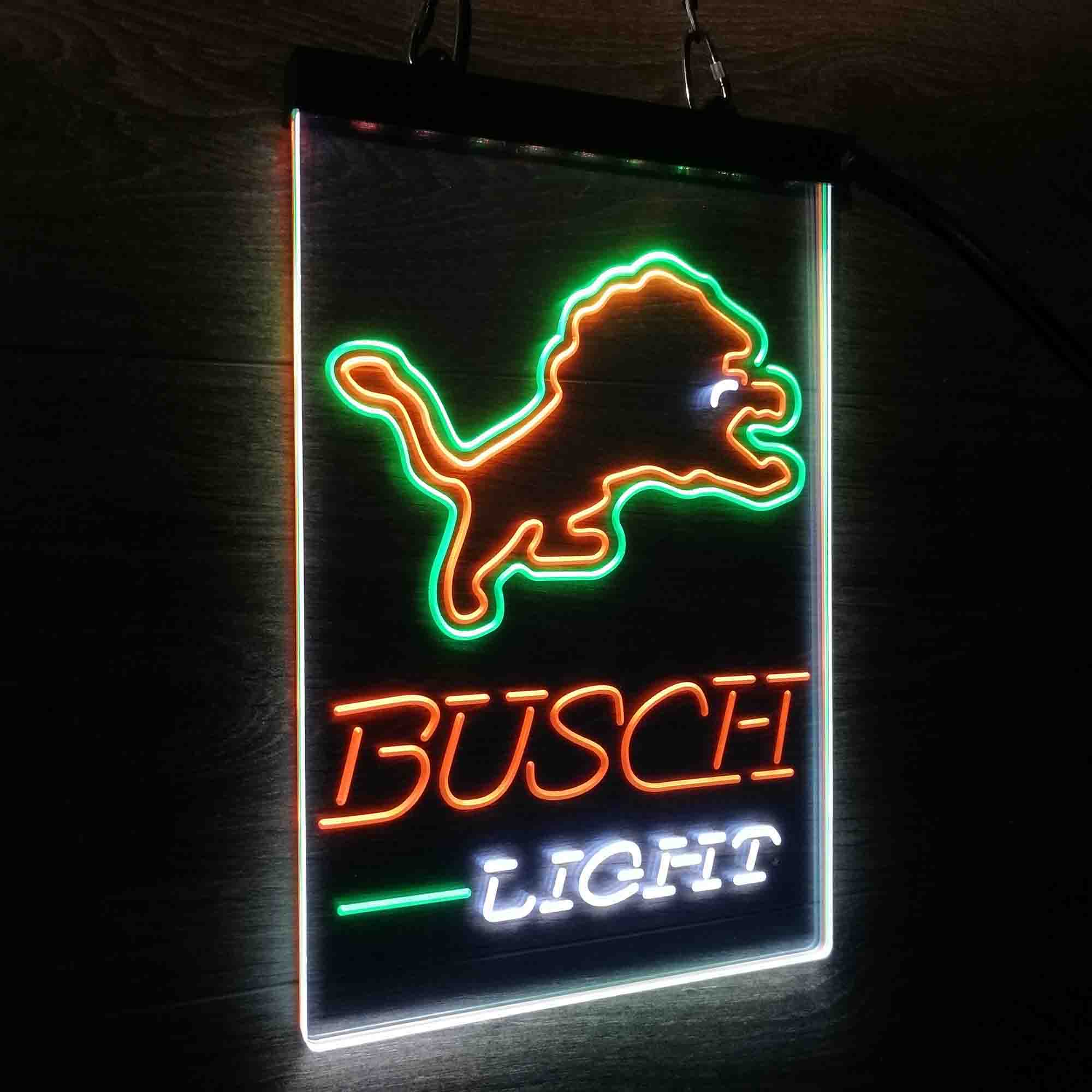 Detroit Lion Busch Light Neon LED Sign 3 Colors