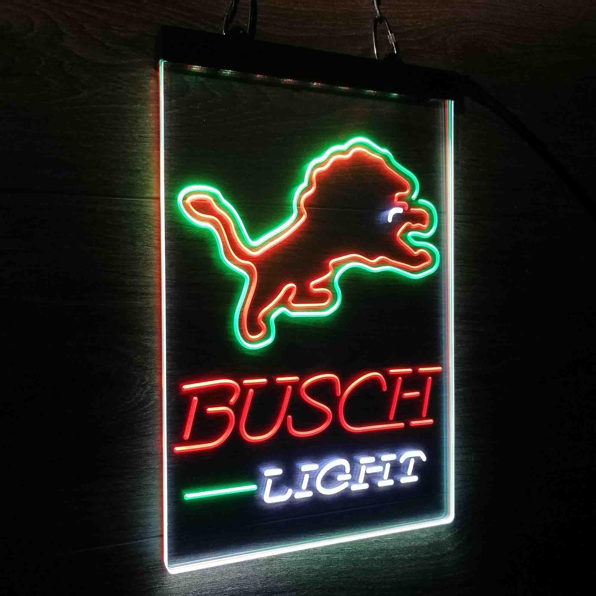 Detroit Lion Busch Light Neon LED Sign 3 Colors