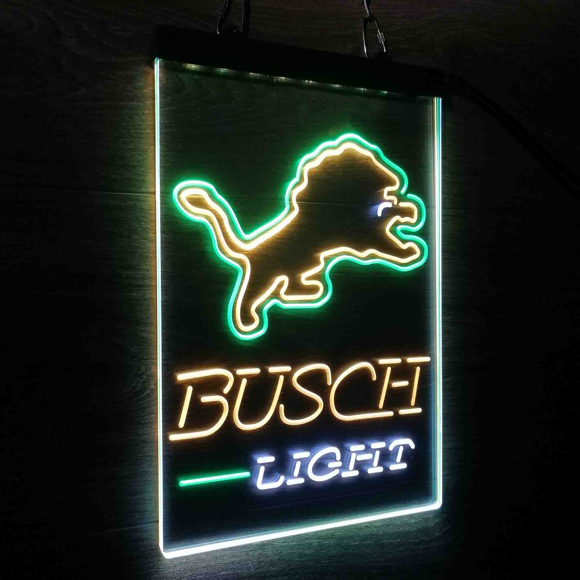 Detroit Lion Busch Light Neon LED Sign 3 Colors