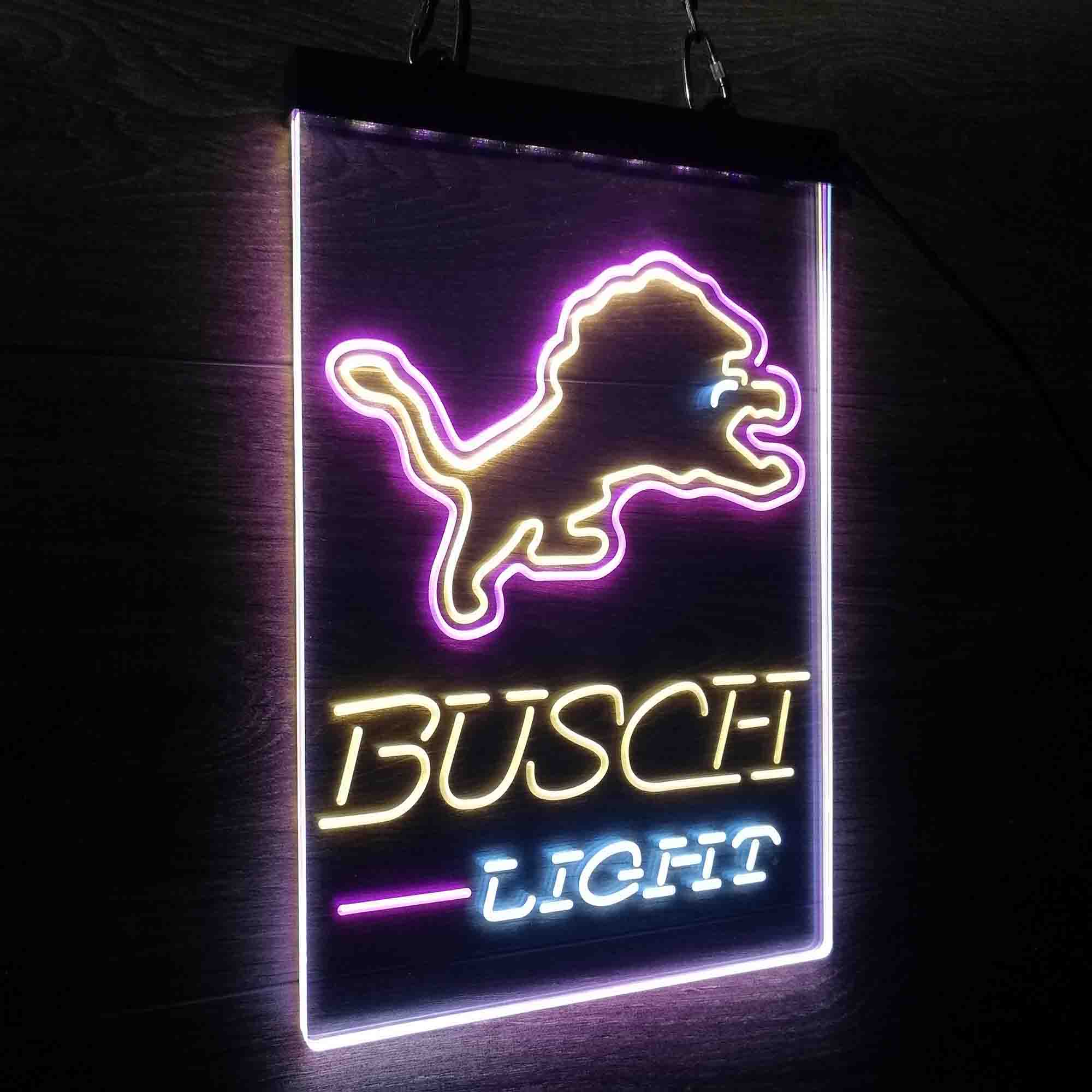 Detroit Lion Busch Light Neon LED Sign 3 Colors