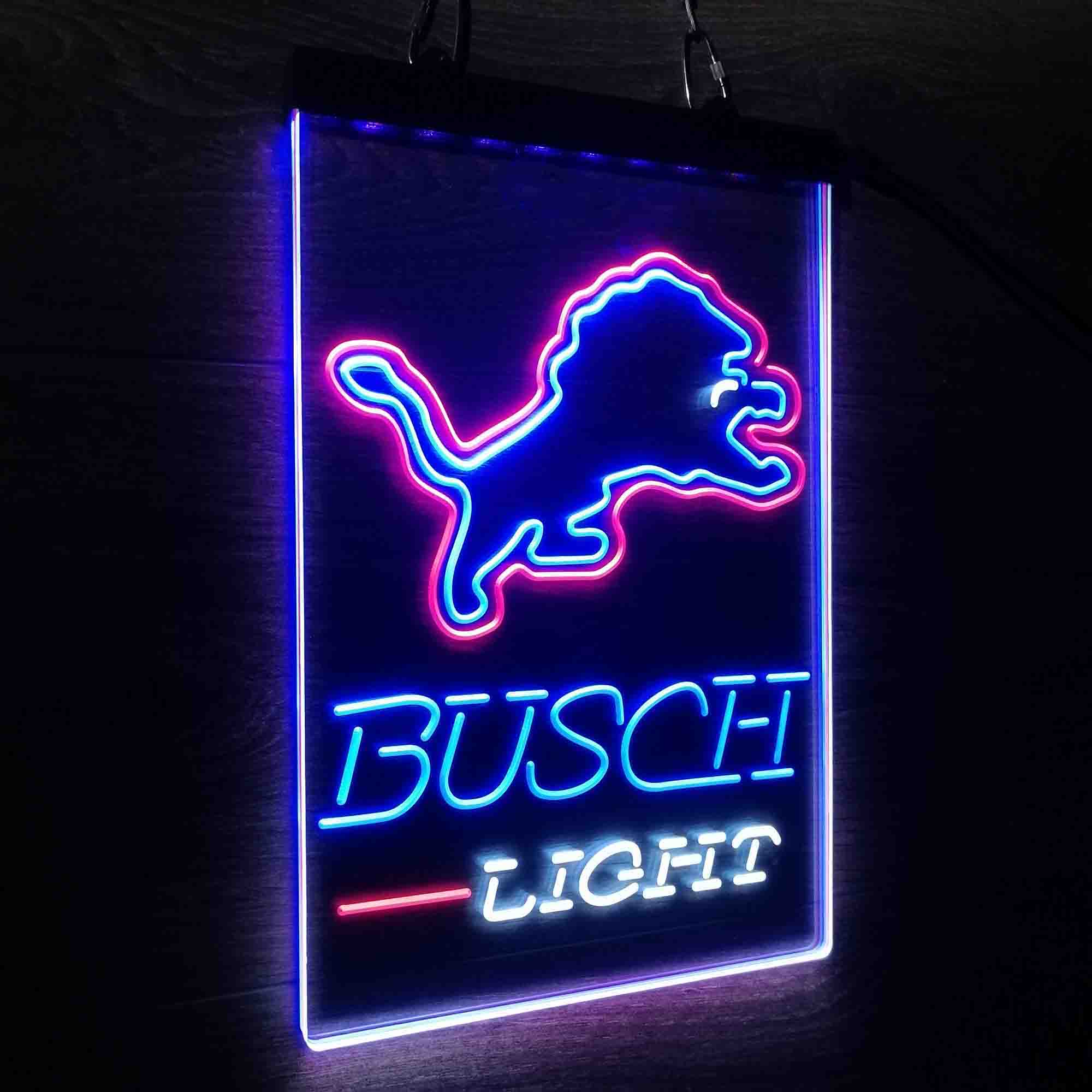 Detroit Lion Busch Light Neon LED Sign 3 Colors