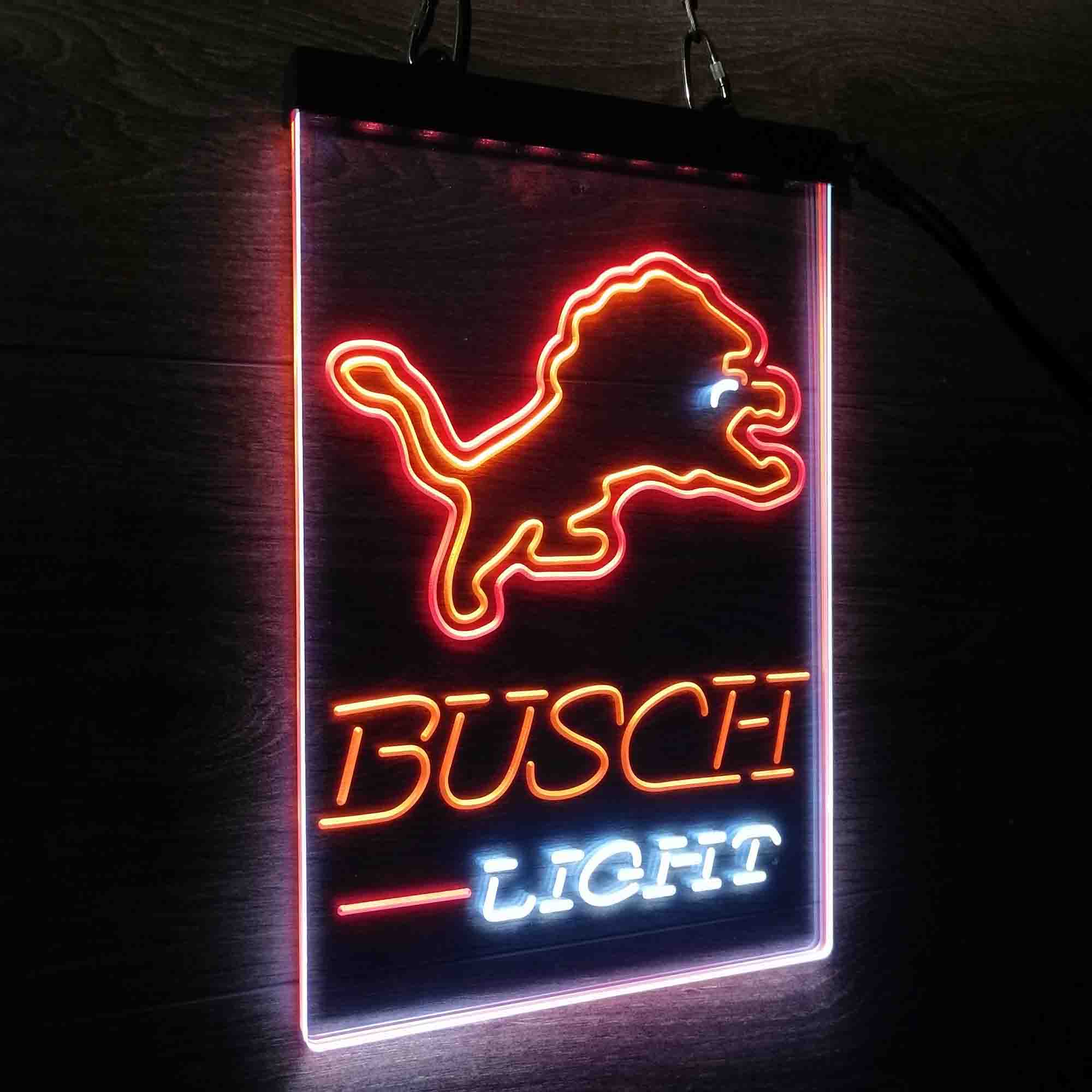 Detroit Lion Busch Light Neon LED Sign 3 Colors