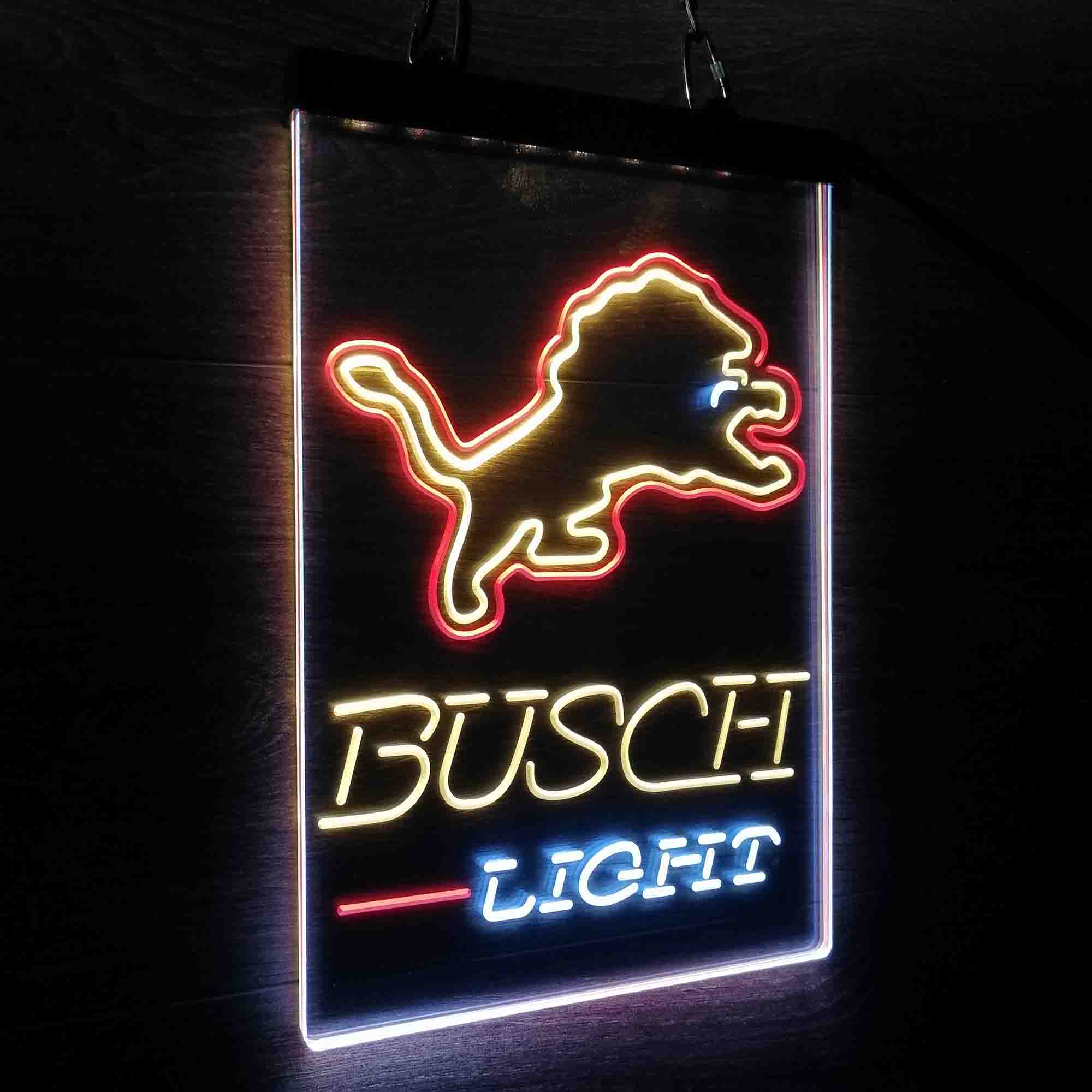 Detroit Lion Busch Light Neon LED Sign 3 Colors