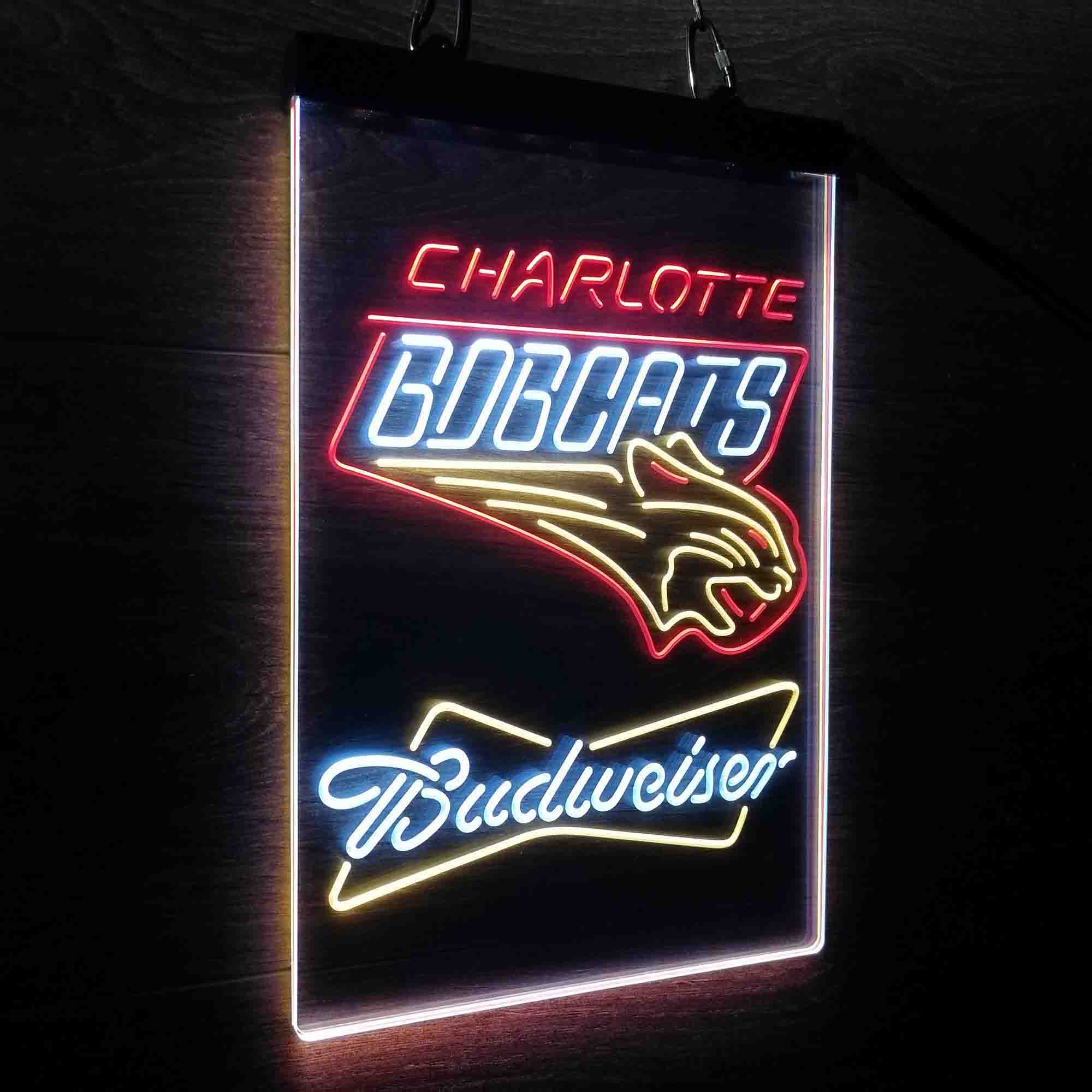 Charlotte Bobcats Nba Budweiser Neon LED Sign 3 Colors