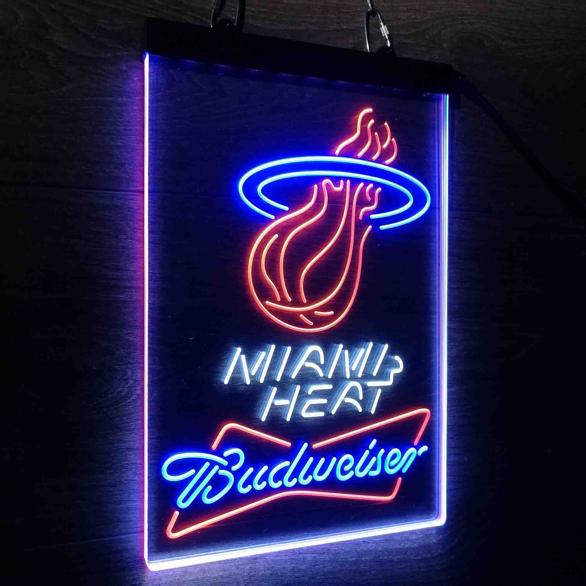 Miami Heat Nba Budweiser Neon LED Sign 3 Colors