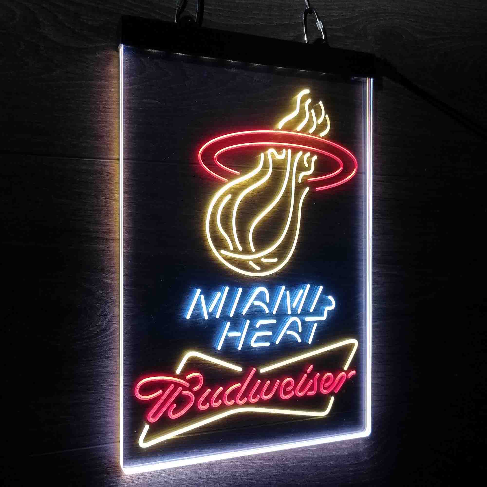 Miami Heat Nba Budweiser Neon LED Sign 3 Colors