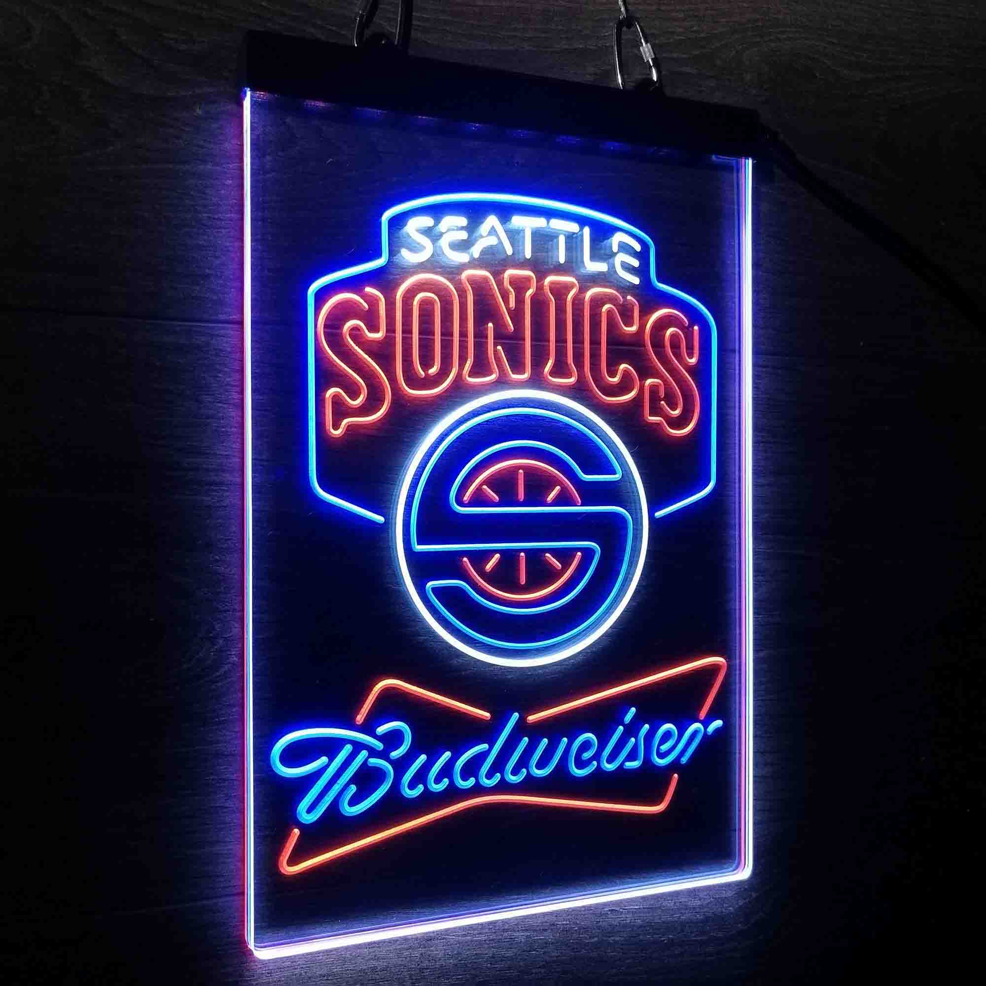 Seattle Supersonics Nba Budweiser Neon LED Sign 3 Colors