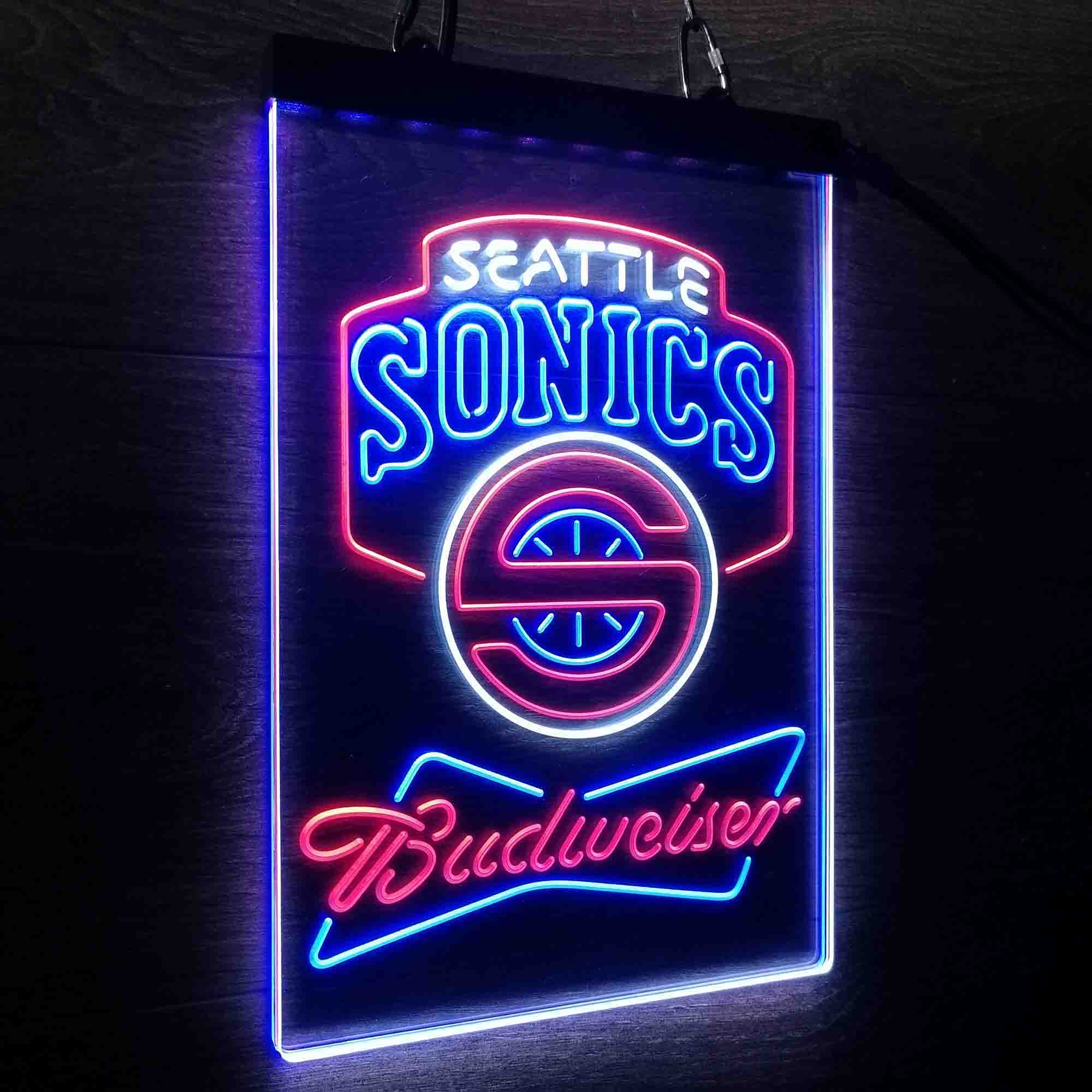 Seattle Supersonics Nba Budweiser Neon LED Sign 3 Colors