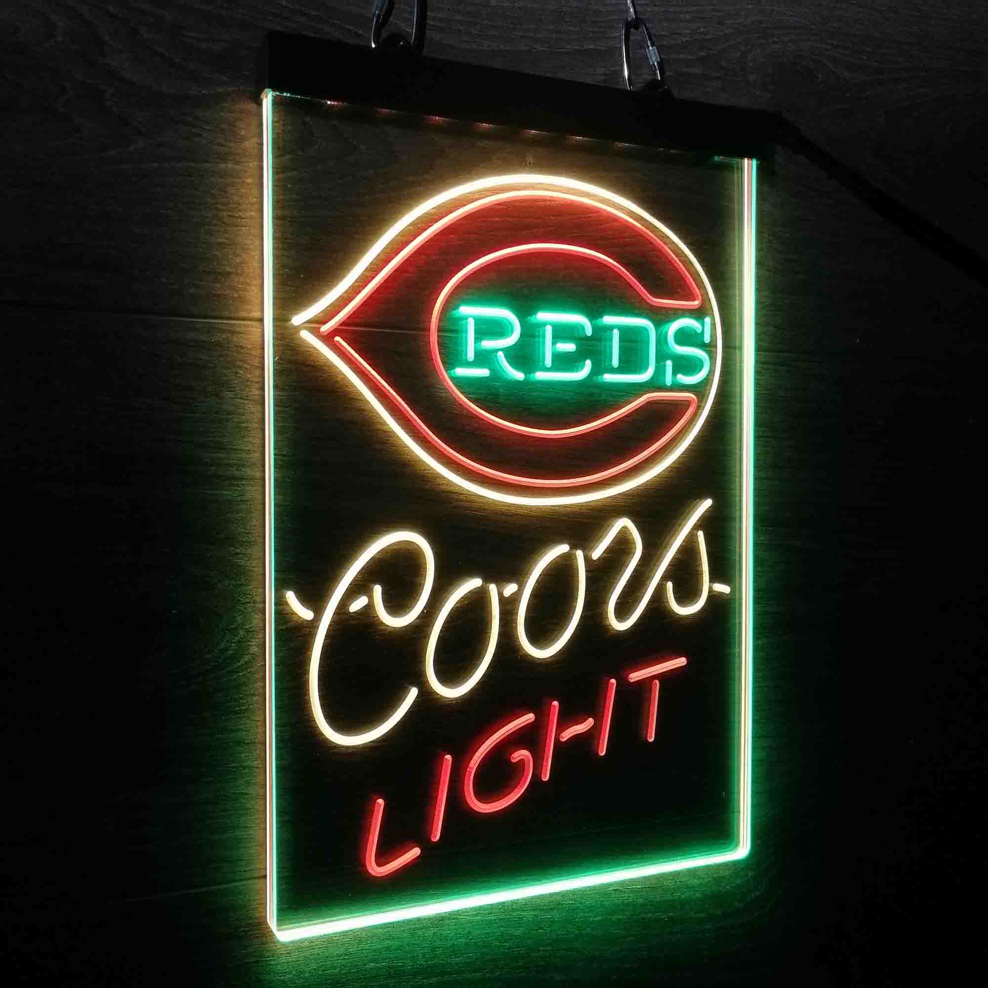 Coors Cincinnati Reds Coors Light Neon LED Sign 3 Colors