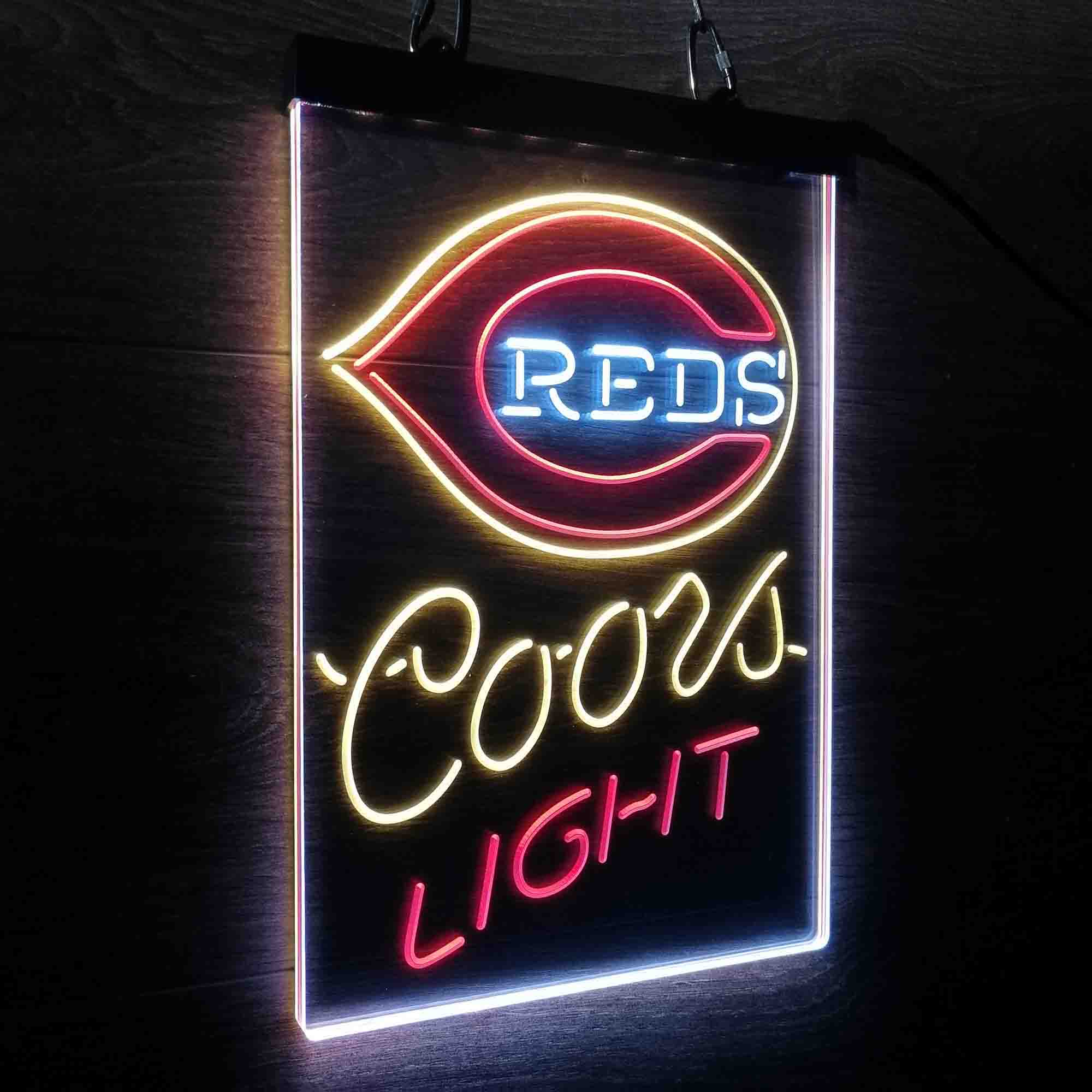 Coors Cincinnati Reds Coors Light Neon LED Sign 3 Colors