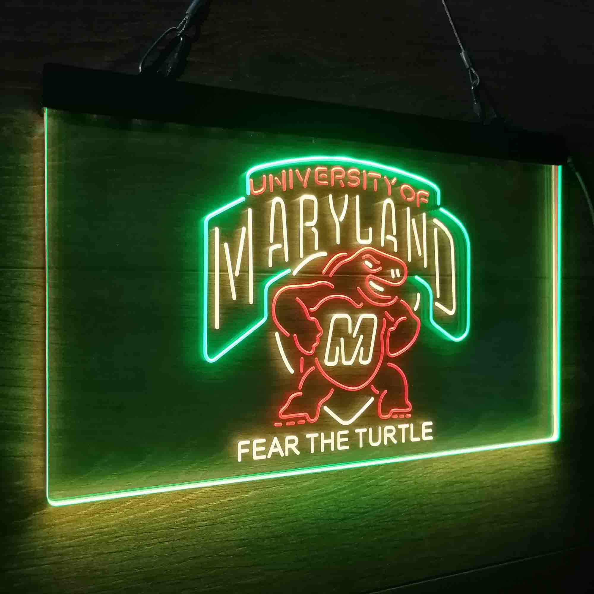 University Maryland Turtle University Fear The Turtle Neon LED Sign 3 Colors