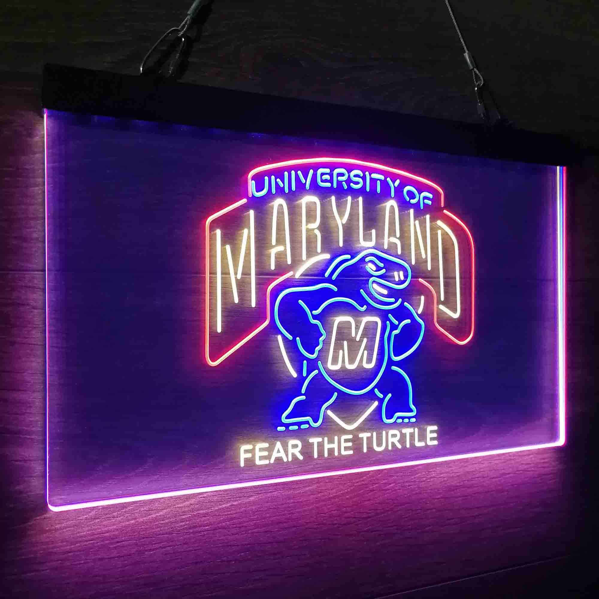 University Maryland Turtle University Fear The Turtle Neon LED Sign 3 Colors