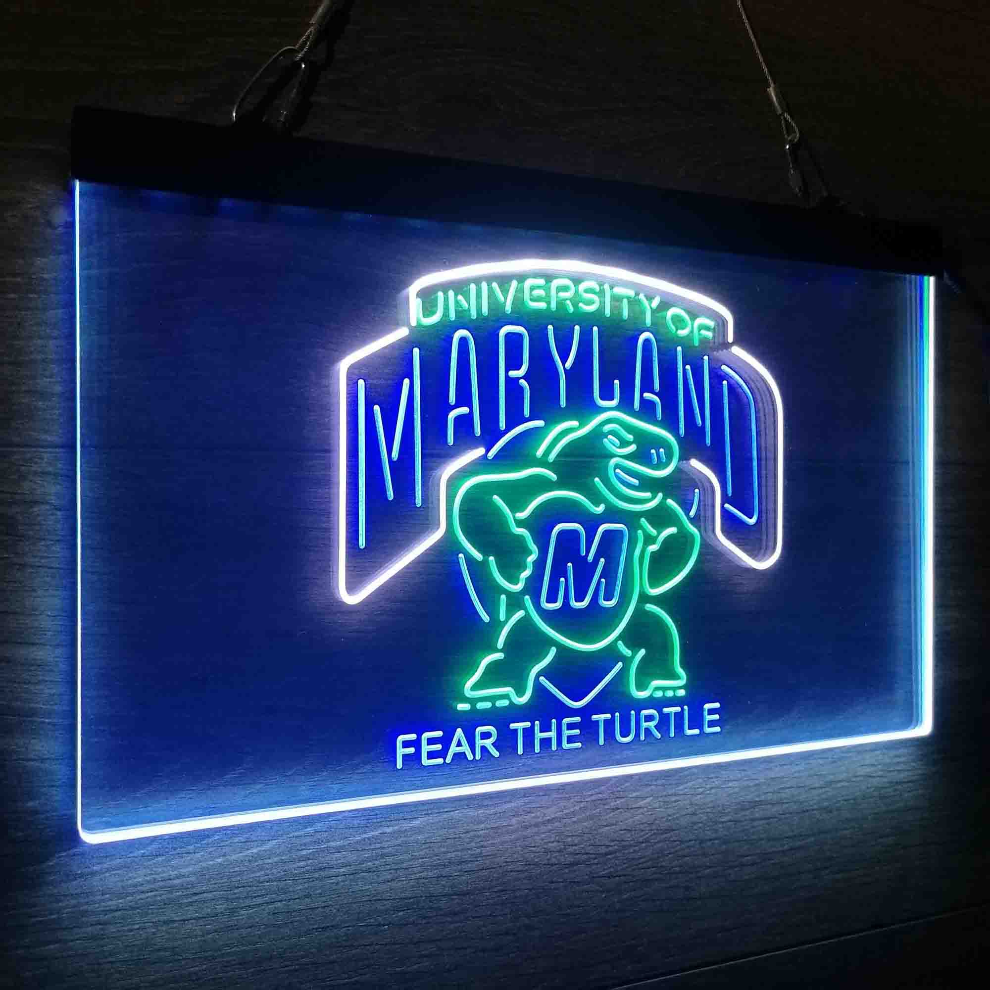 University Maryland Turtle University Fear The Turtle Neon LED Sign 3 Colors