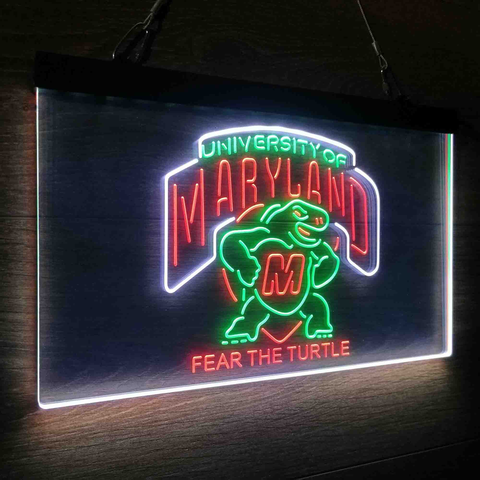 University Maryland Turtle University Fear The Turtle Neon LED Sign 3 Colors