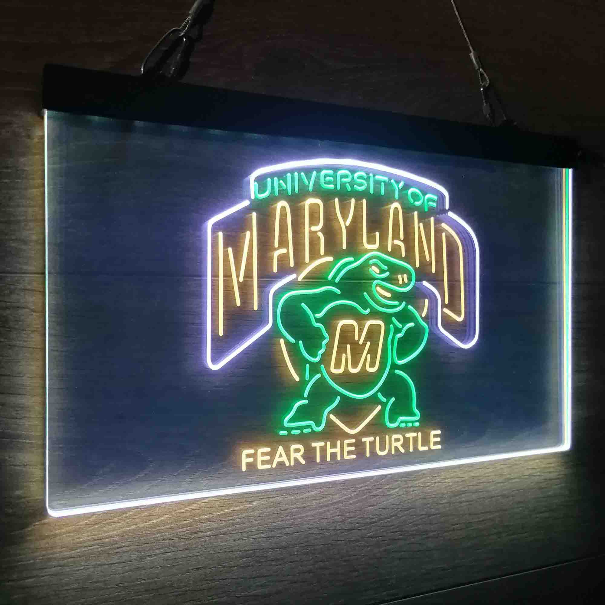 University Maryland Turtle University Fear The Turtle Neon LED Sign 3 Colors