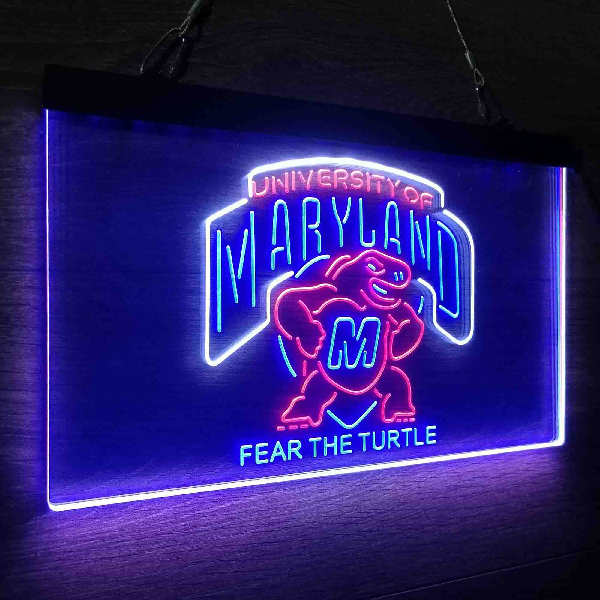 University Maryland Turtle University Fear The Turtle Neon LED Sign 3 Colors