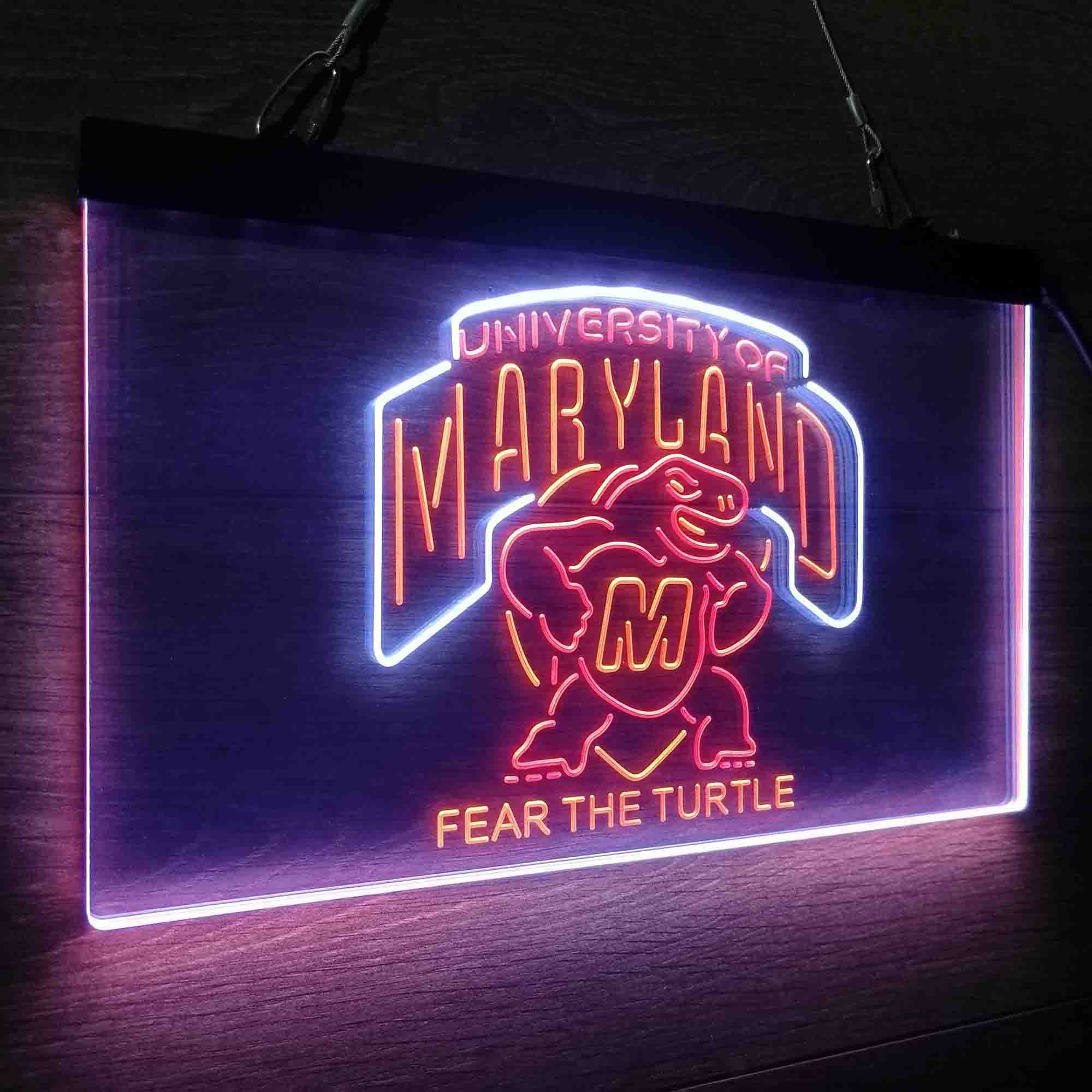 University Maryland Turtle University Fear The Turtle Neon LED Sign 3 Colors