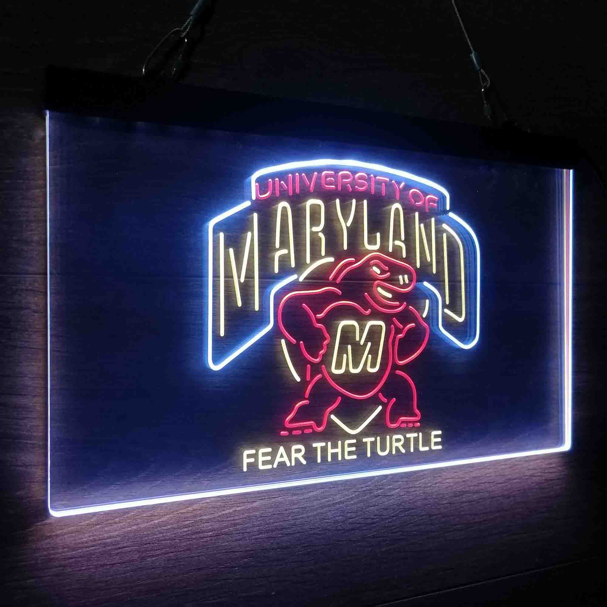 University Maryland Turtle University Fear The Turtle Neon LED Sign 3 Colors