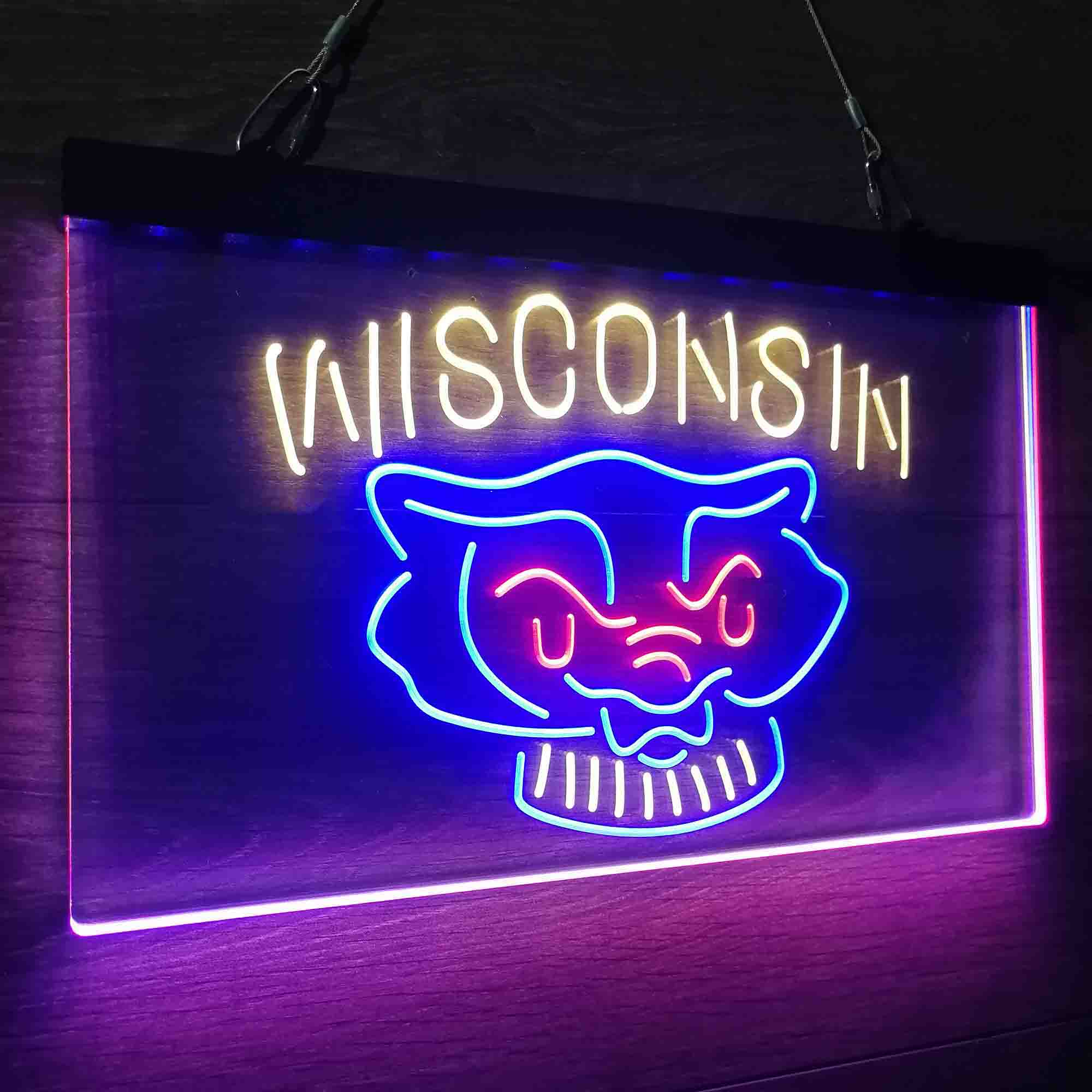 University Wisconsin University Badgers Neon LED Sign 3 Colors