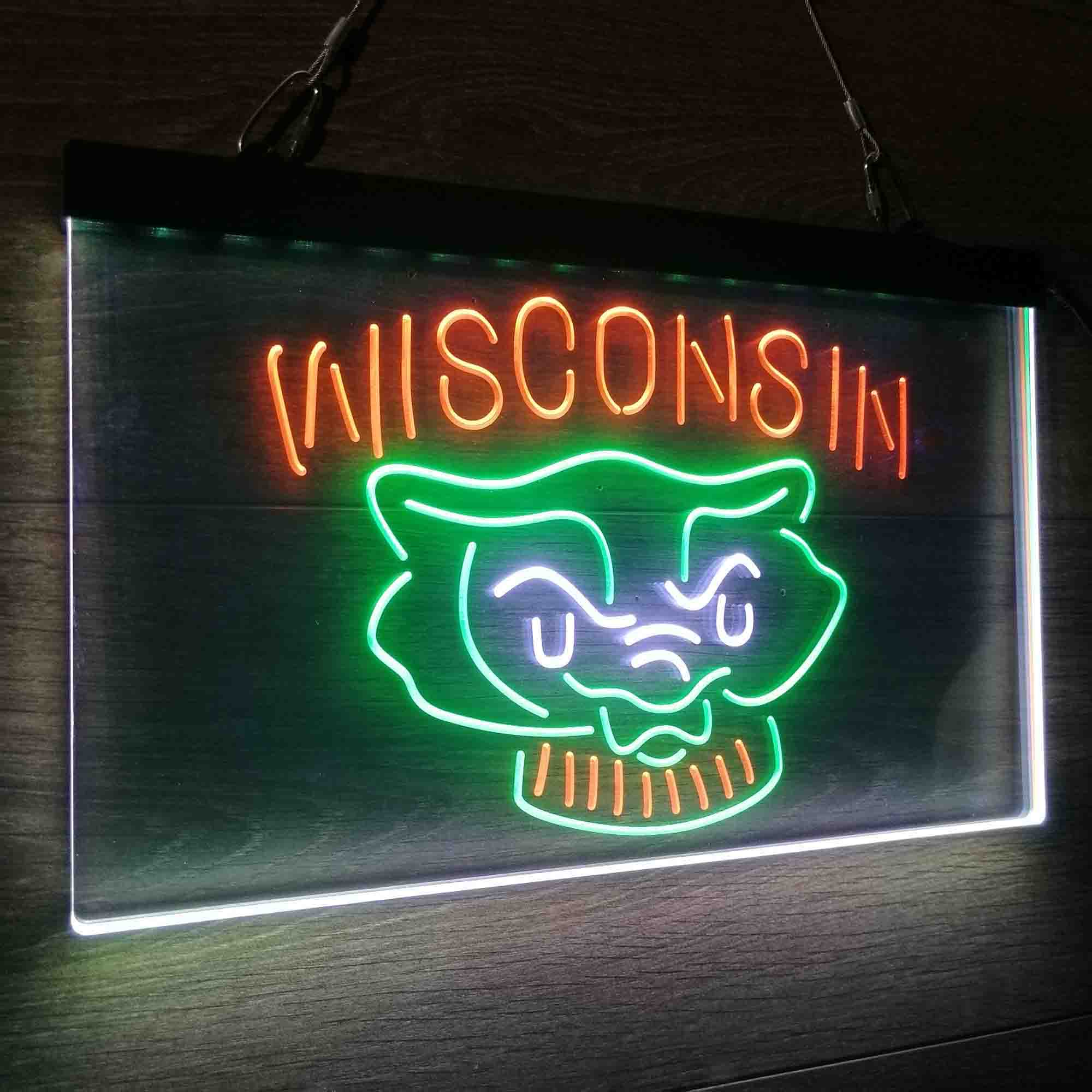 University Wisconsin University Badgers Neon LED Sign 3 Colors