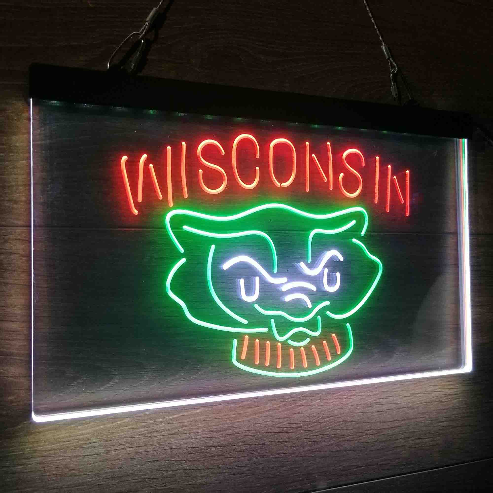 University Wisconsin University Badgers Neon LED Sign 3 Colors