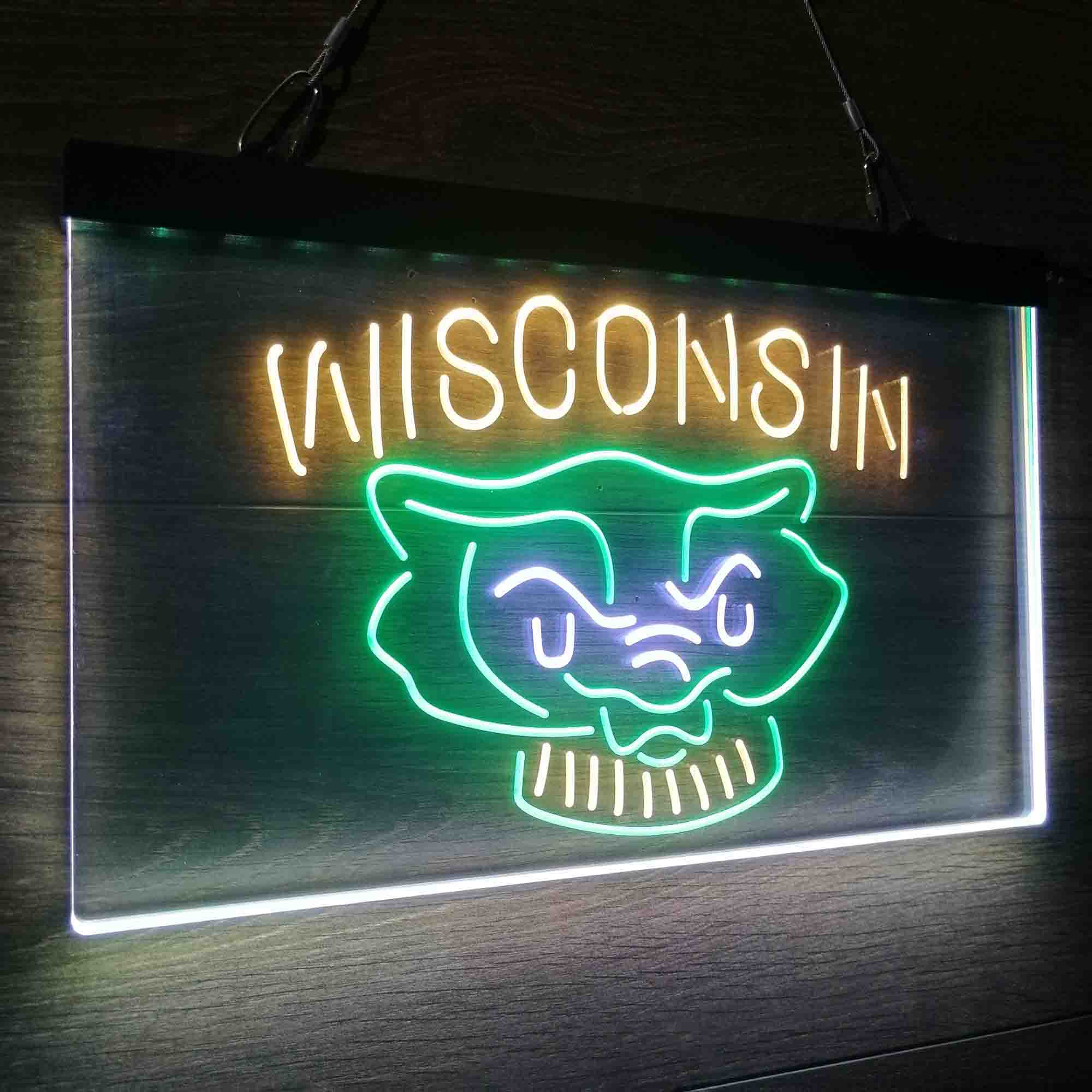 University Wisconsin University Badgers Neon LED Sign 3 Colors