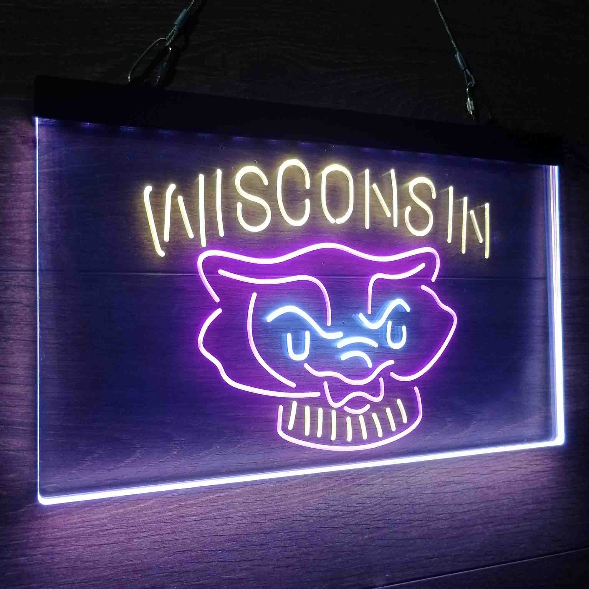 University Wisconsin University Badgers Neon LED Sign 3 Colors