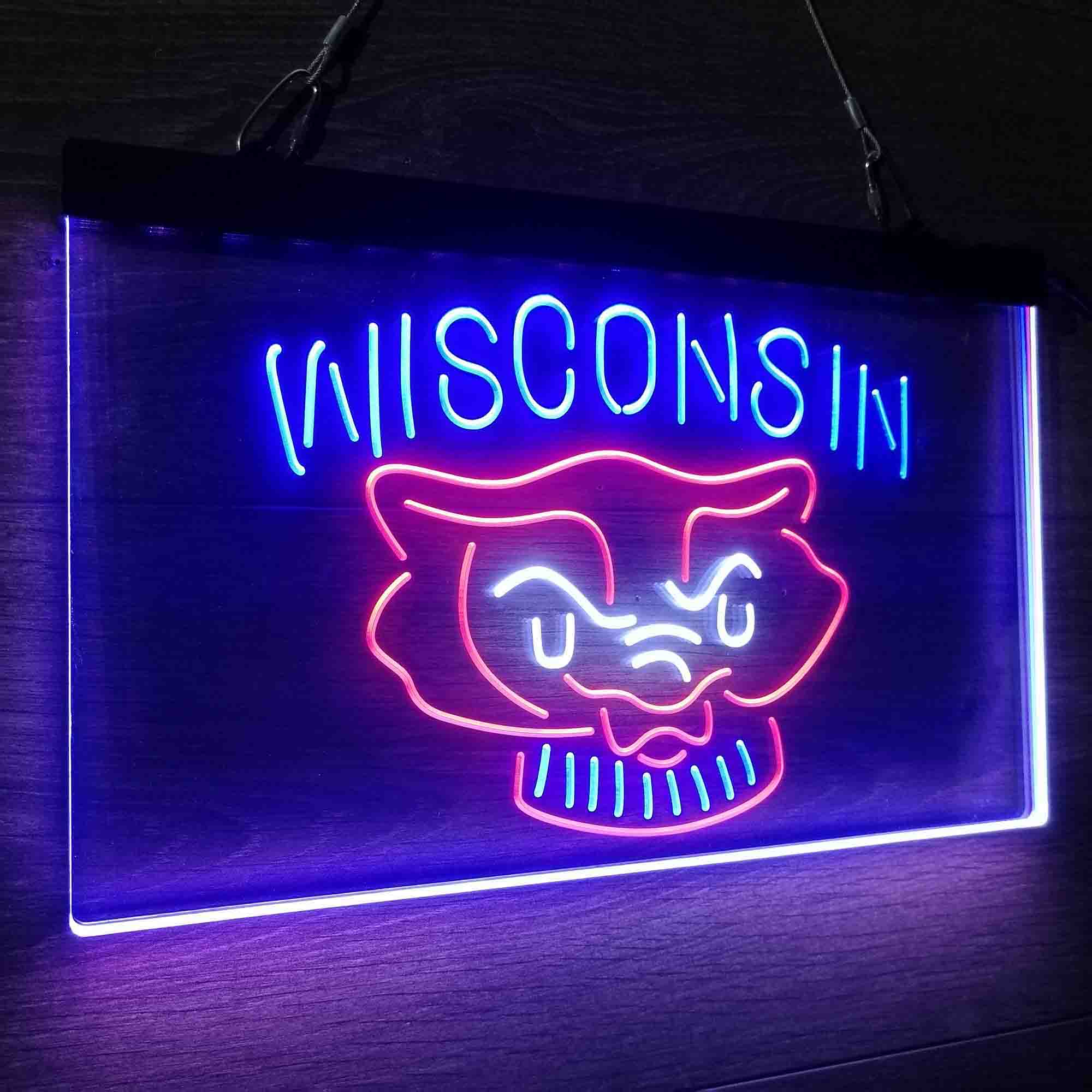 University Wisconsin University Badgers Neon LED Sign 3 Colors