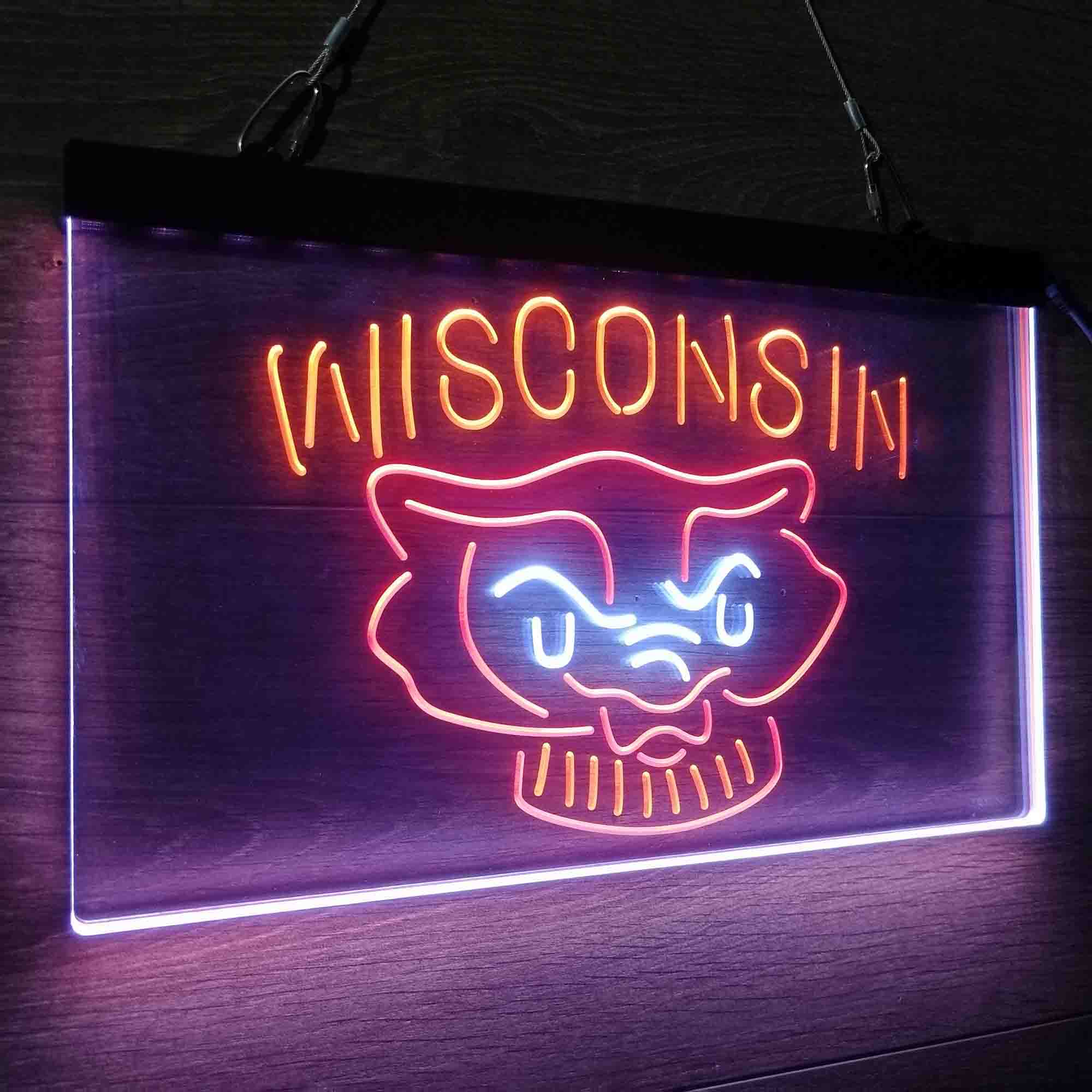 University Wisconsin University Badgers Neon LED Sign 3 Colors