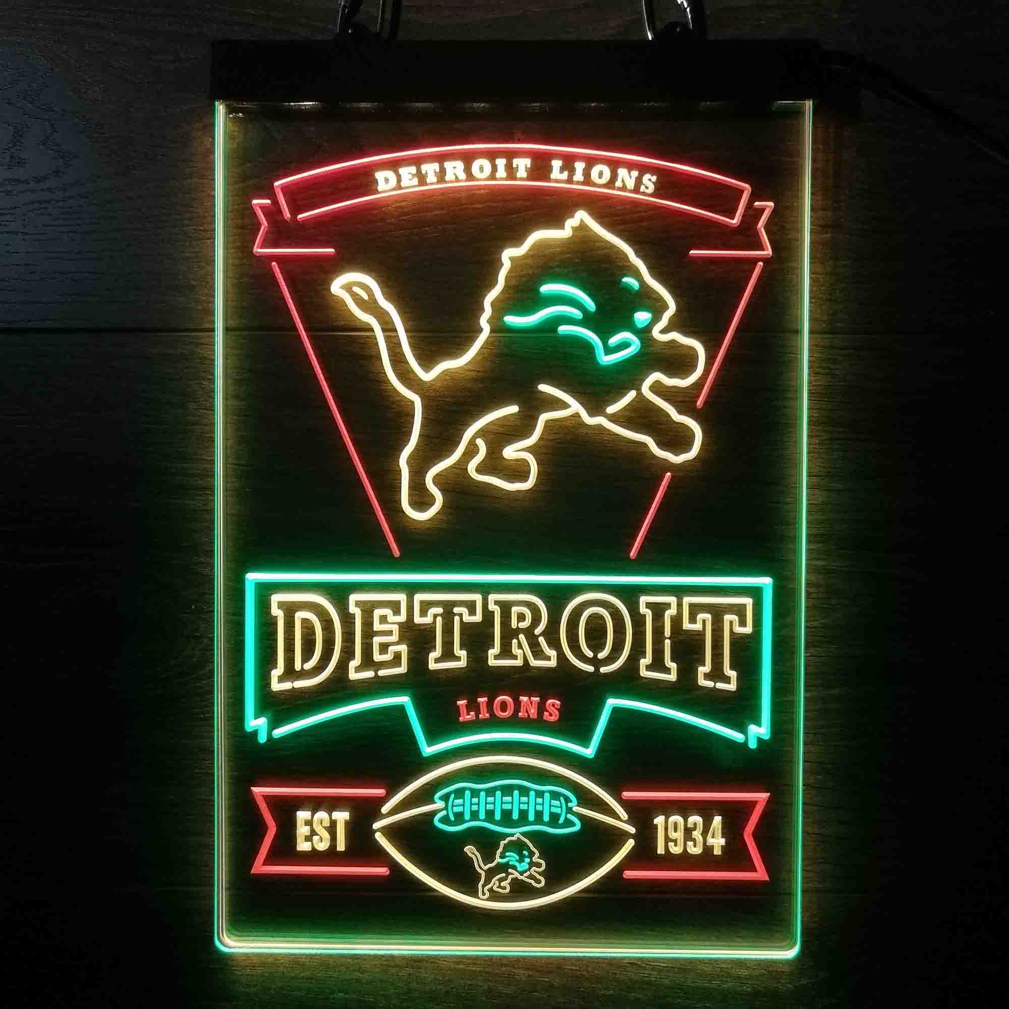 Detroit Lions Neon LED Light Sign 3 Colors