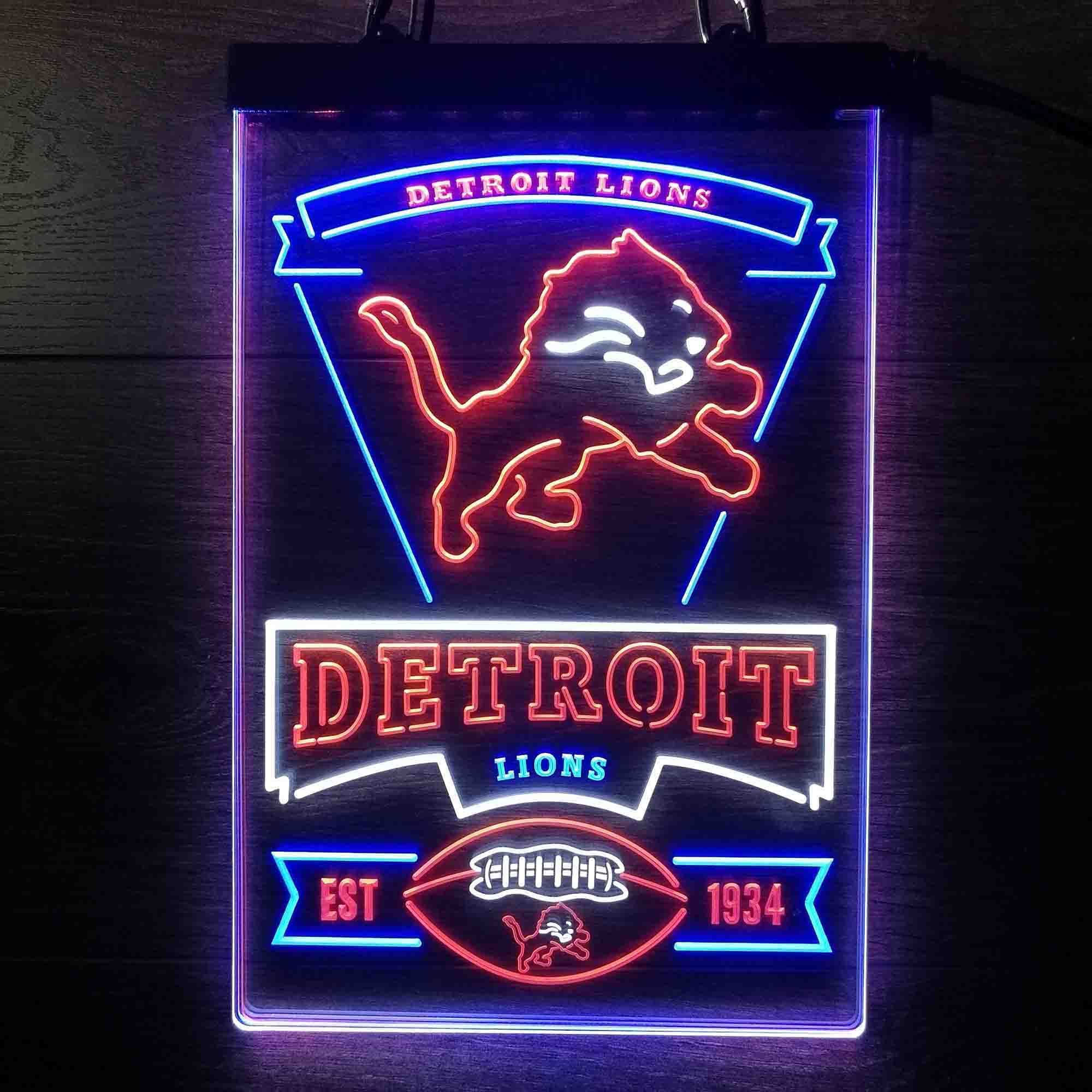 Detroit Lions Neon LED Light Sign 3 Colors