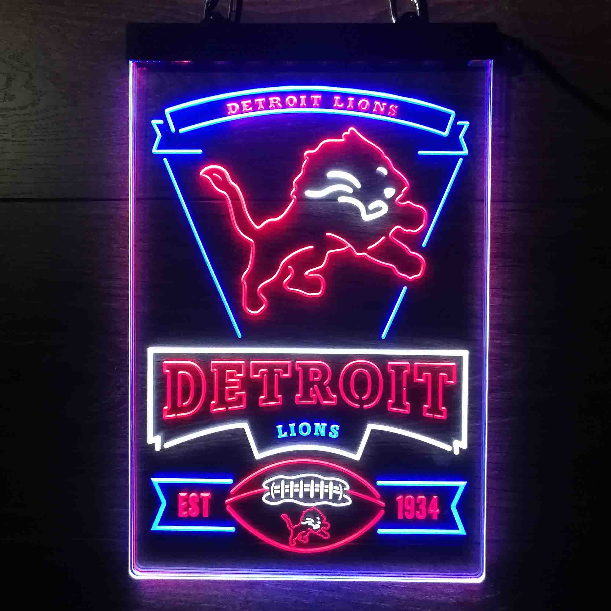 Detroit Lions Neon LED Light Sign 3 Colors