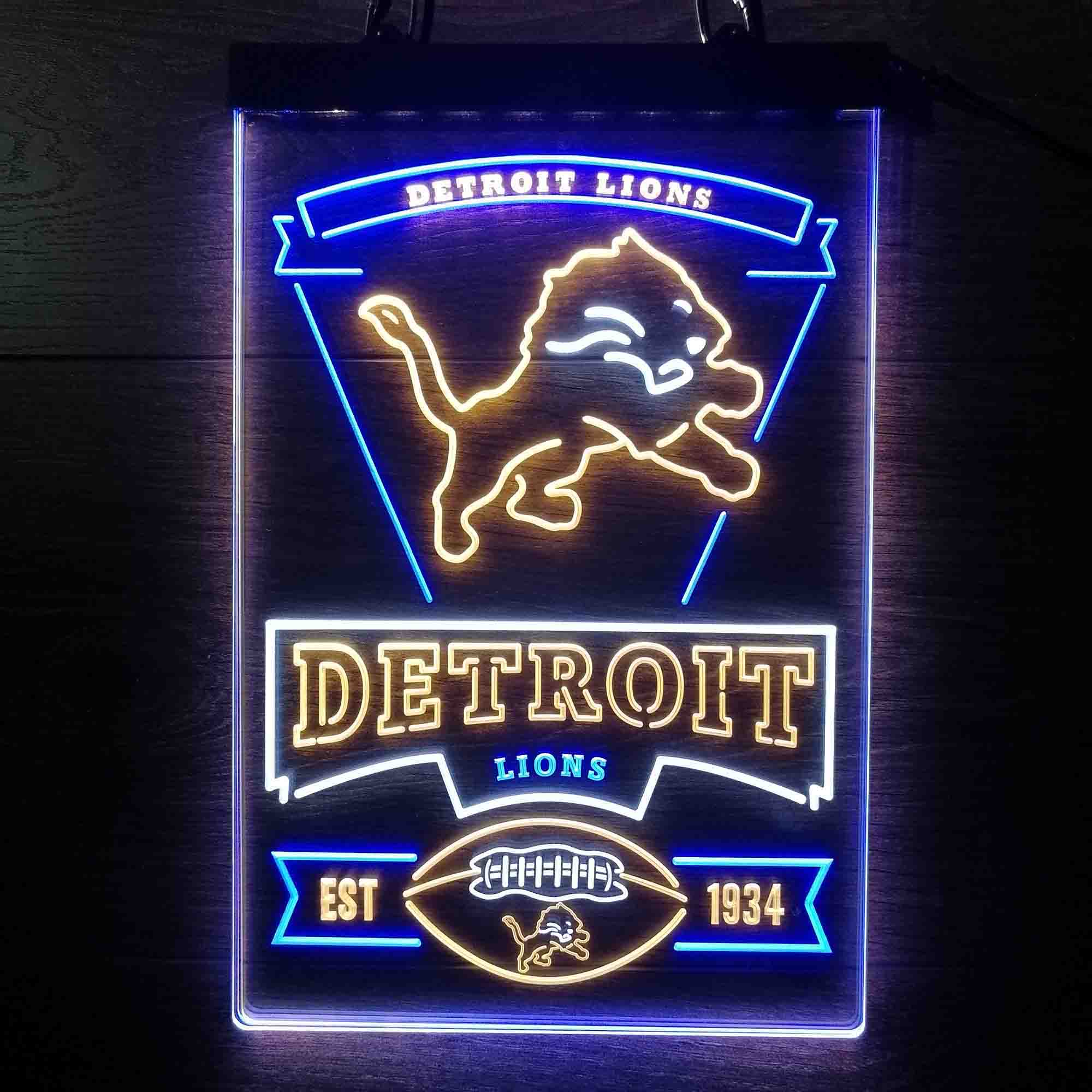 Detroit Lions Neon LED Light Sign 3 Colors