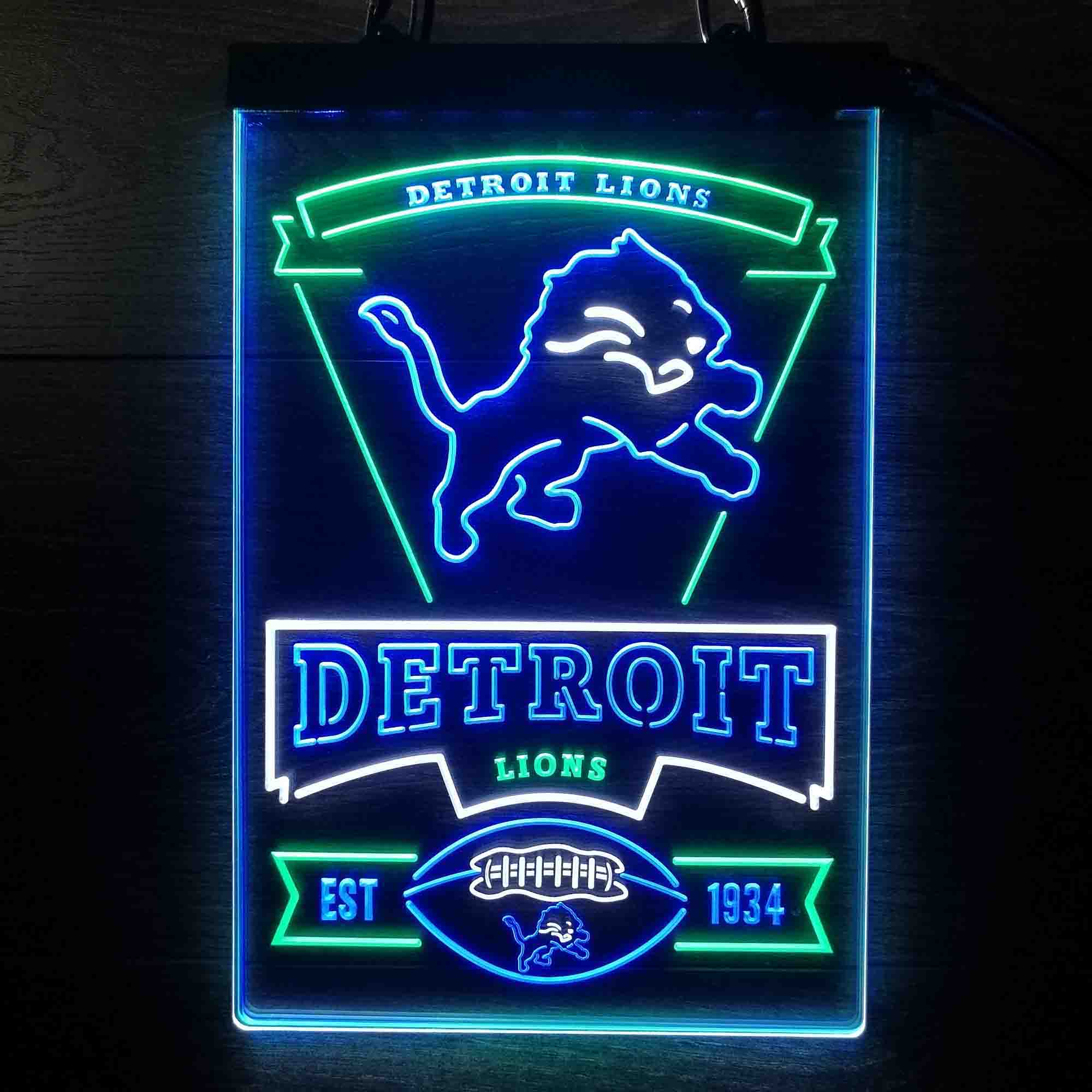 Detroit Lions Neon LED Light Sign 3 Colors