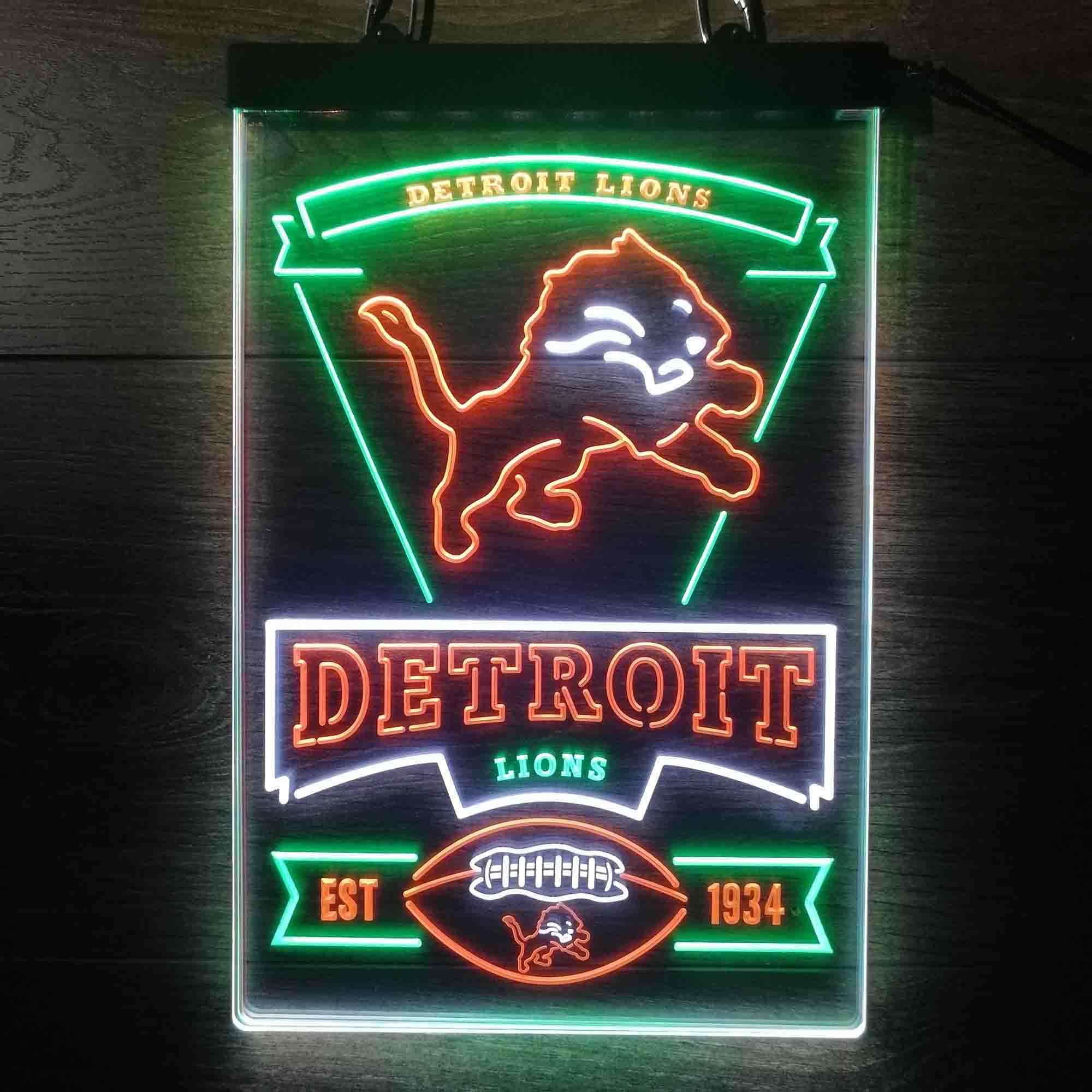 Detroit Lions Neon LED Light Sign 3 Colors