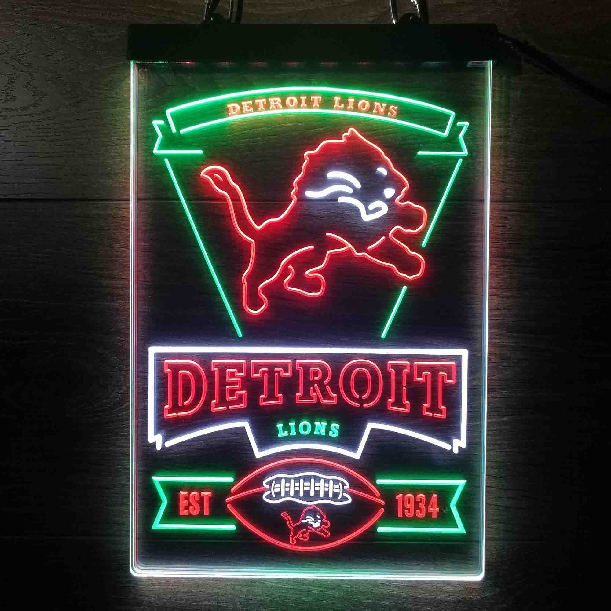 Detroit Lions Neon LED Light Sign 3 Colors