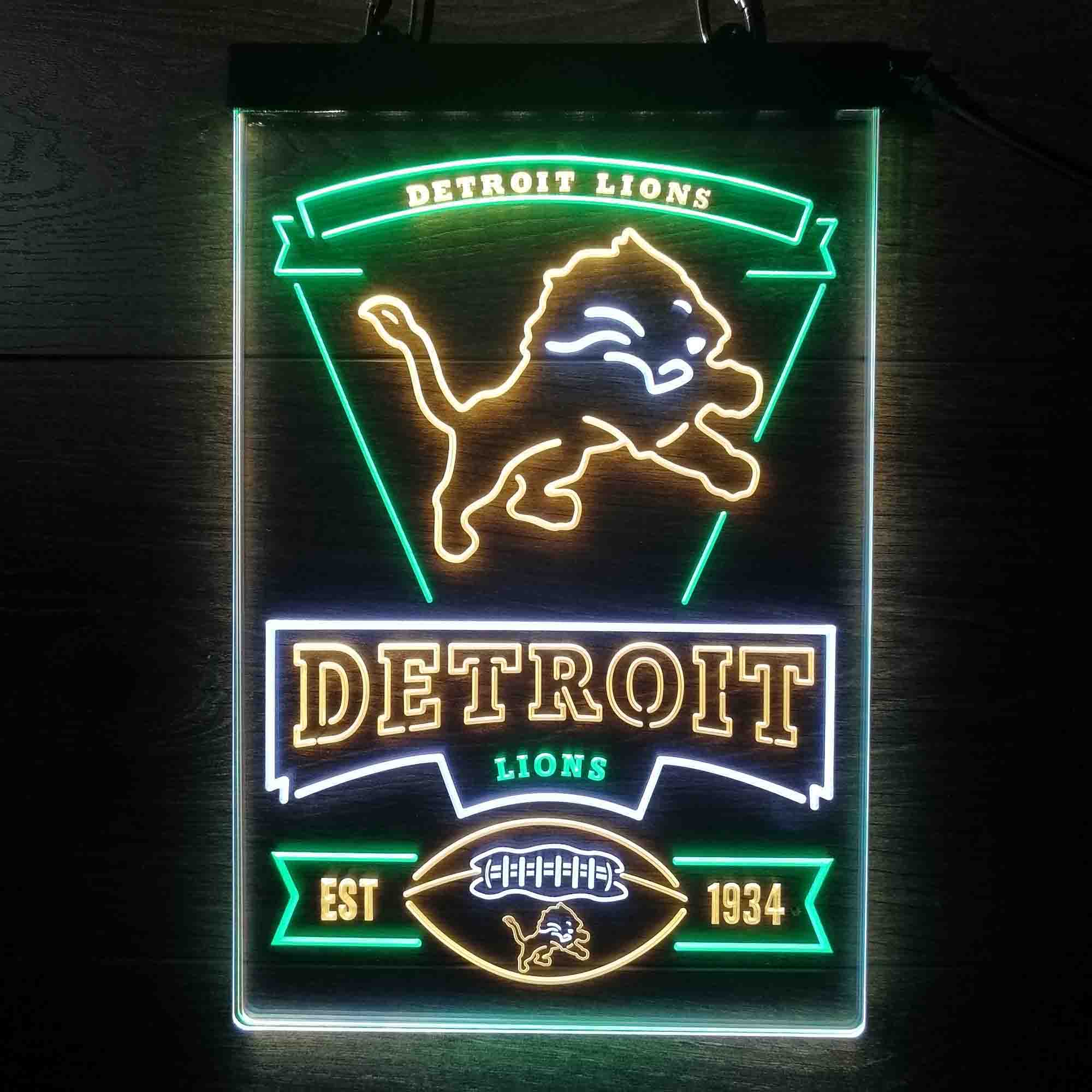 Detroit Lions Neon LED Light Sign 3 Colors