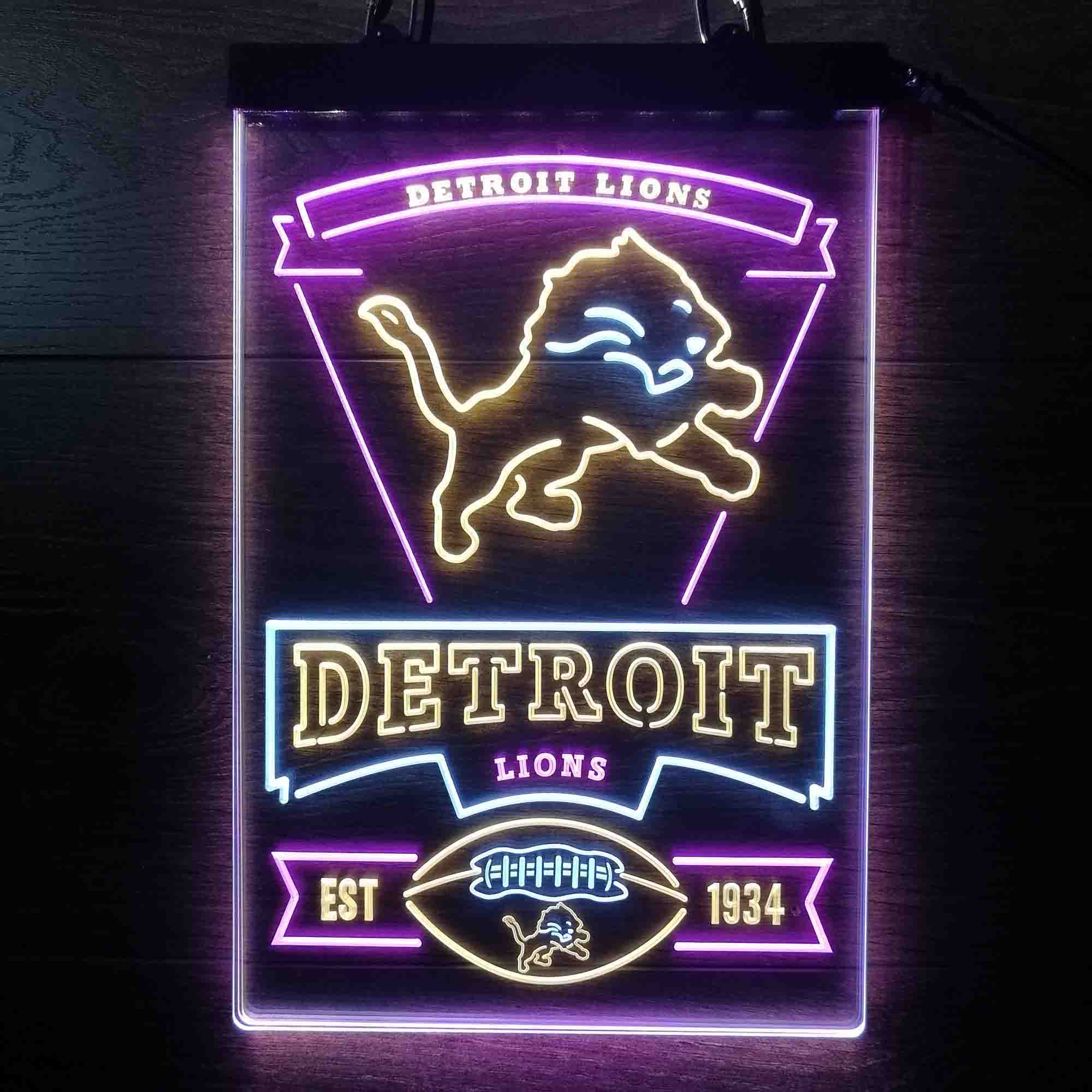 Detroit Lions Neon LED Light Sign 3 Colors