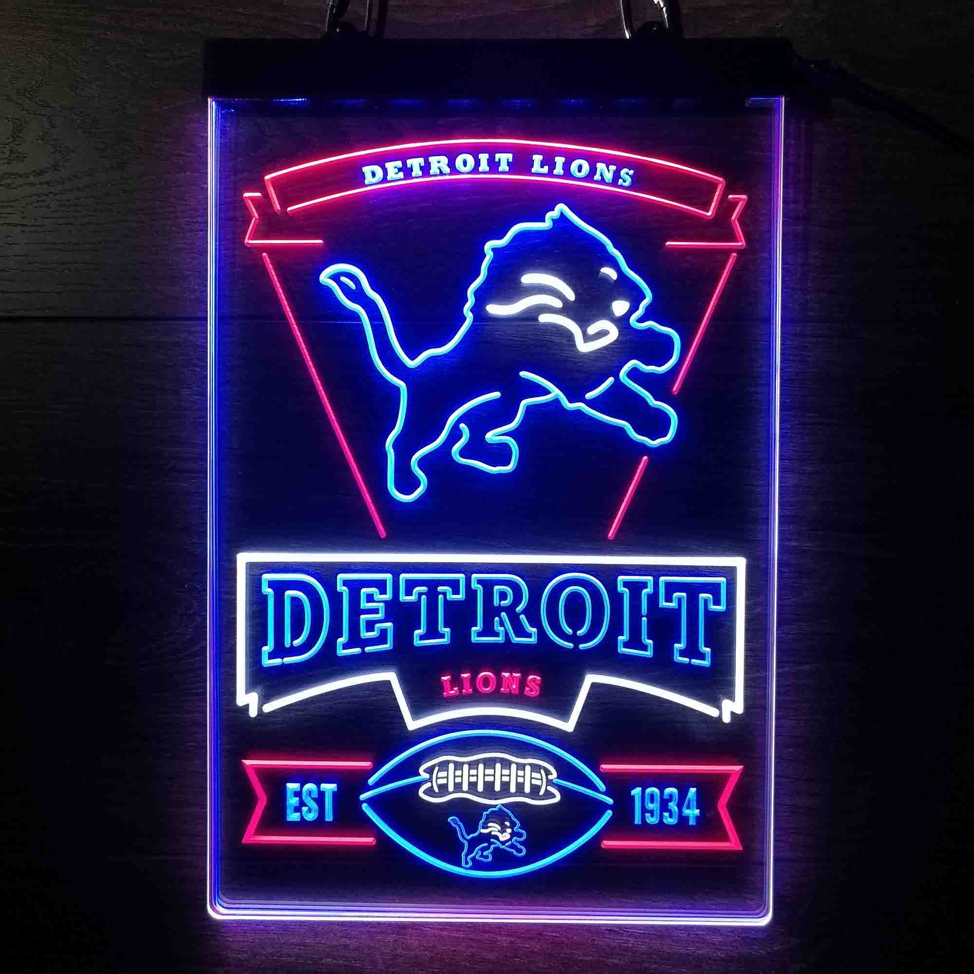 Detroit Lions Neon LED Light Sign 3 Colors