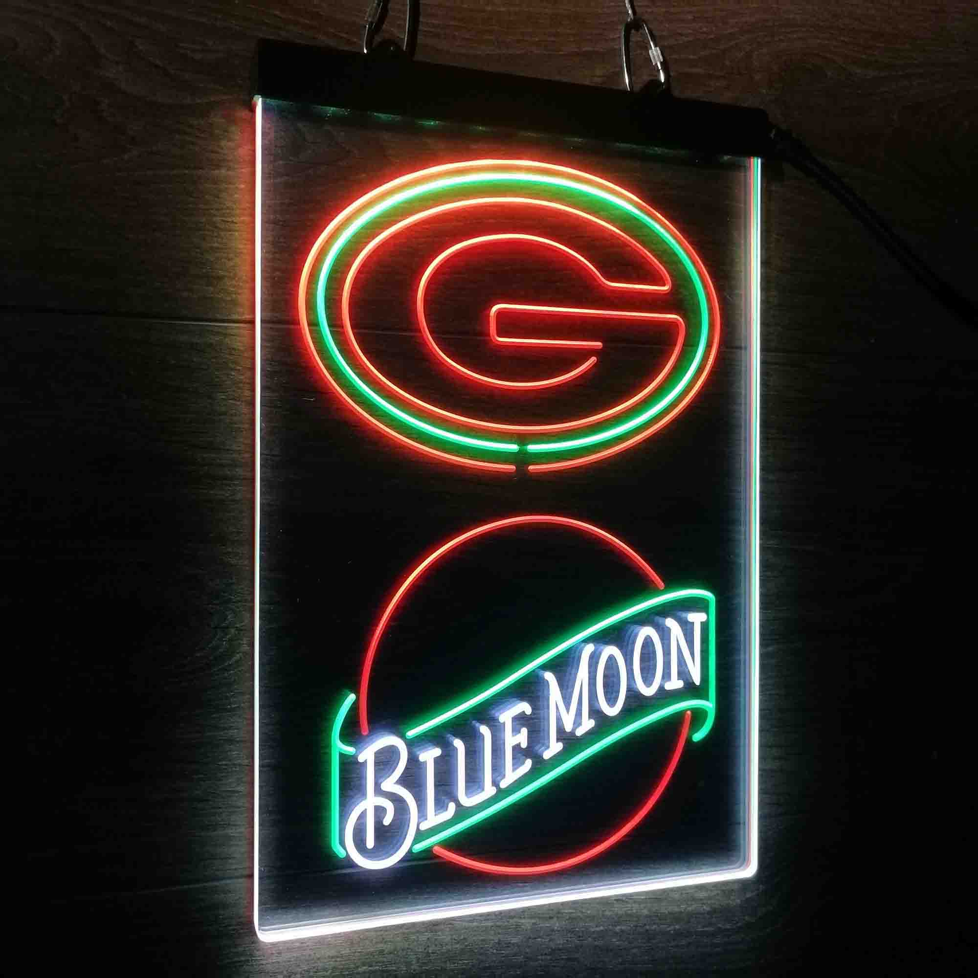 Blue Moon Bar Green Bay Packers Est. 1919 Led Light Sign