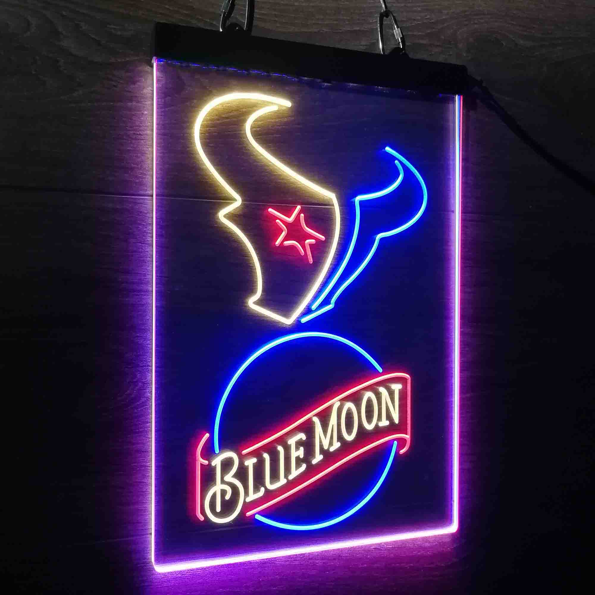 Blue Moon Bar Houston Texans Est. 2002 Neon LED Sign 3 Colors