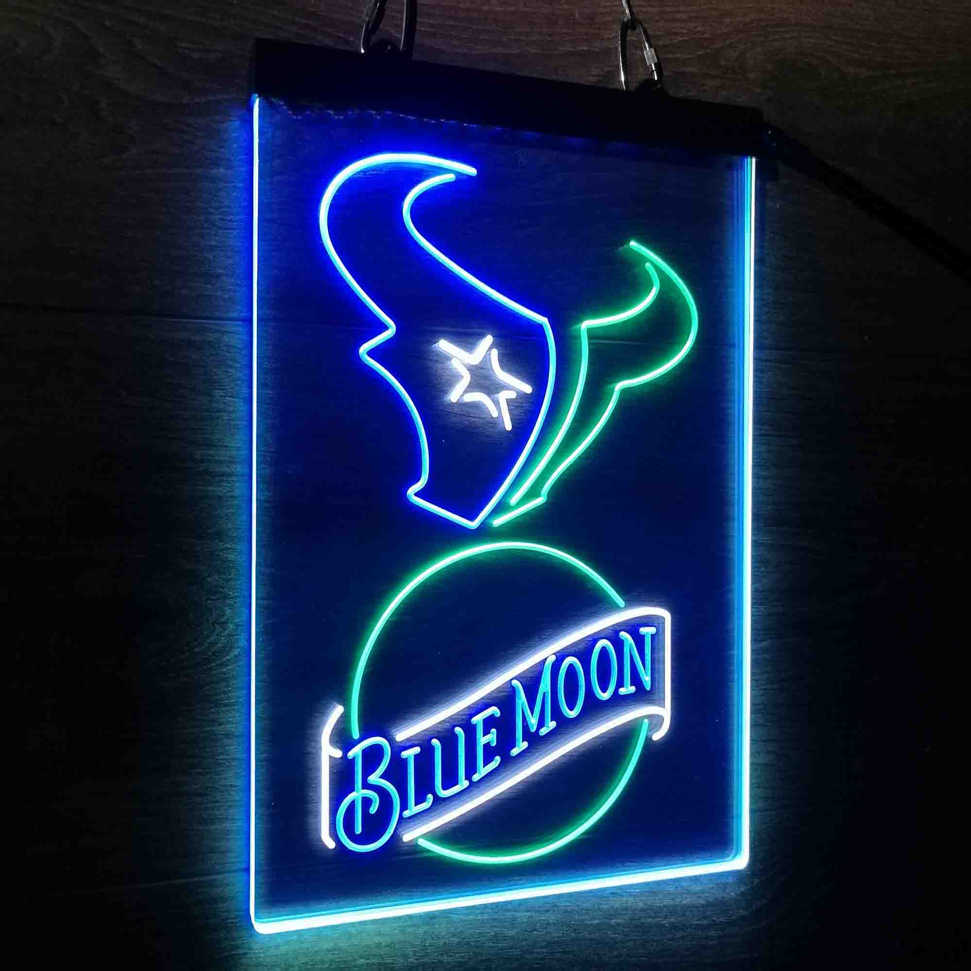 Blue Moon Bar Houston Texans Est. 2002 Led Light Sign