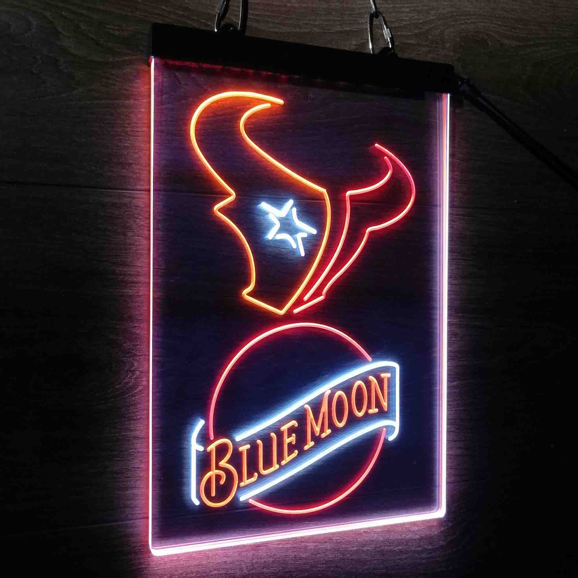 Blue Moon Bar Houston Texans Est. 2002 Led Light Sign