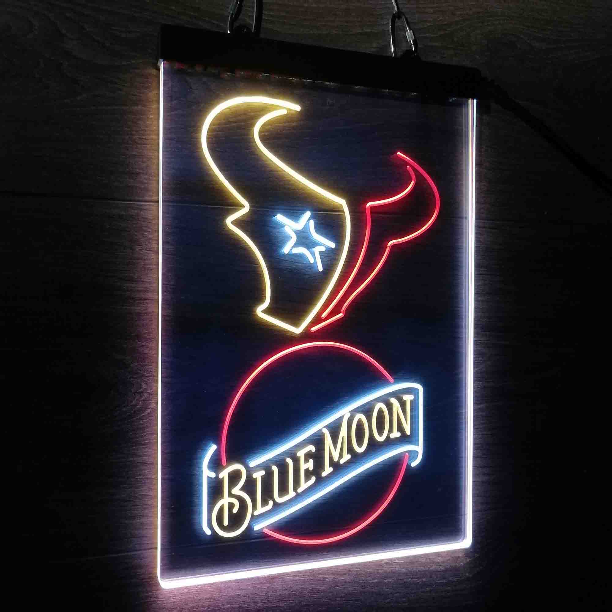 Blue Moon Bar Houston Texans Est. 2002 Led Light Sign