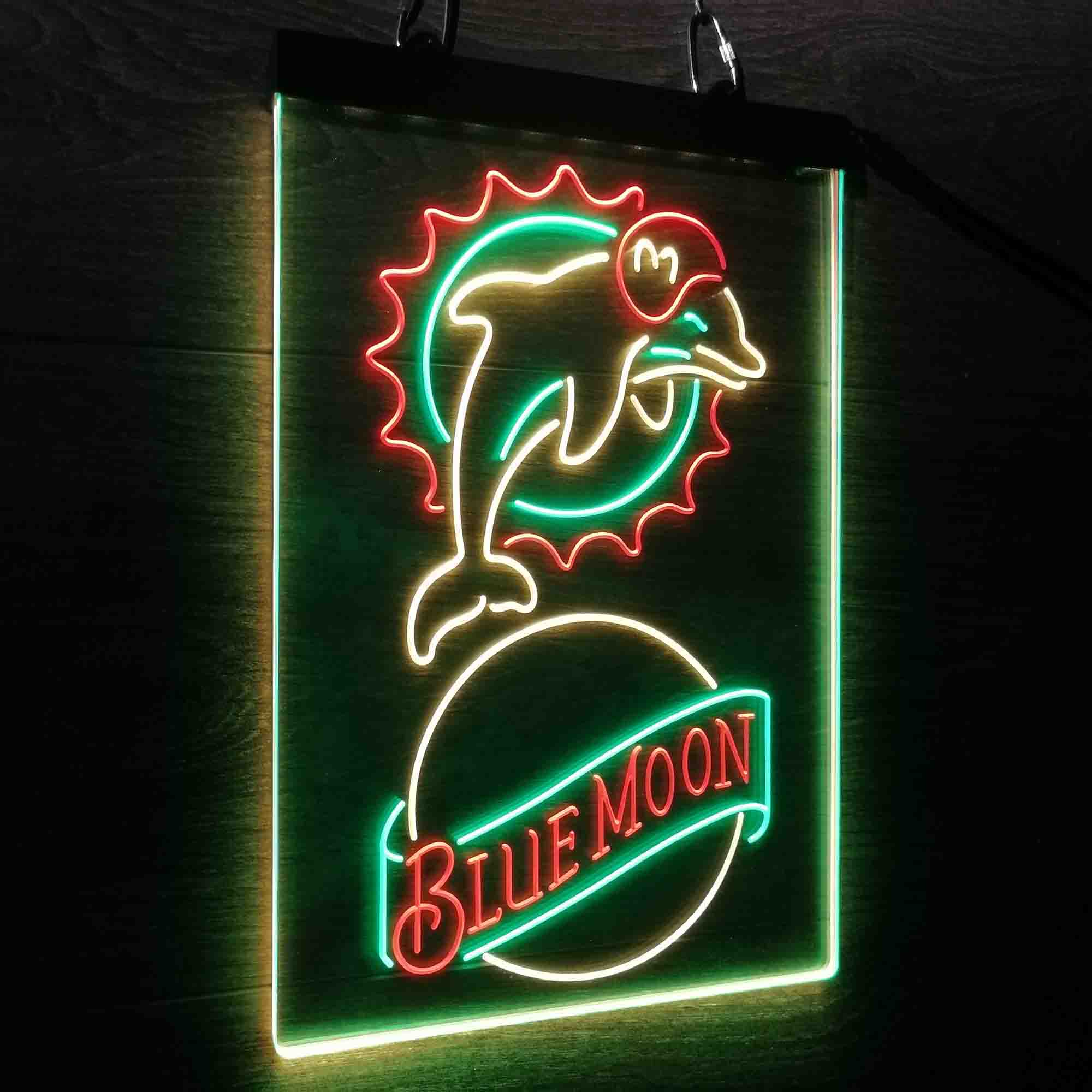 Miami Dolphins Blue Moon Bar Led Light Sign