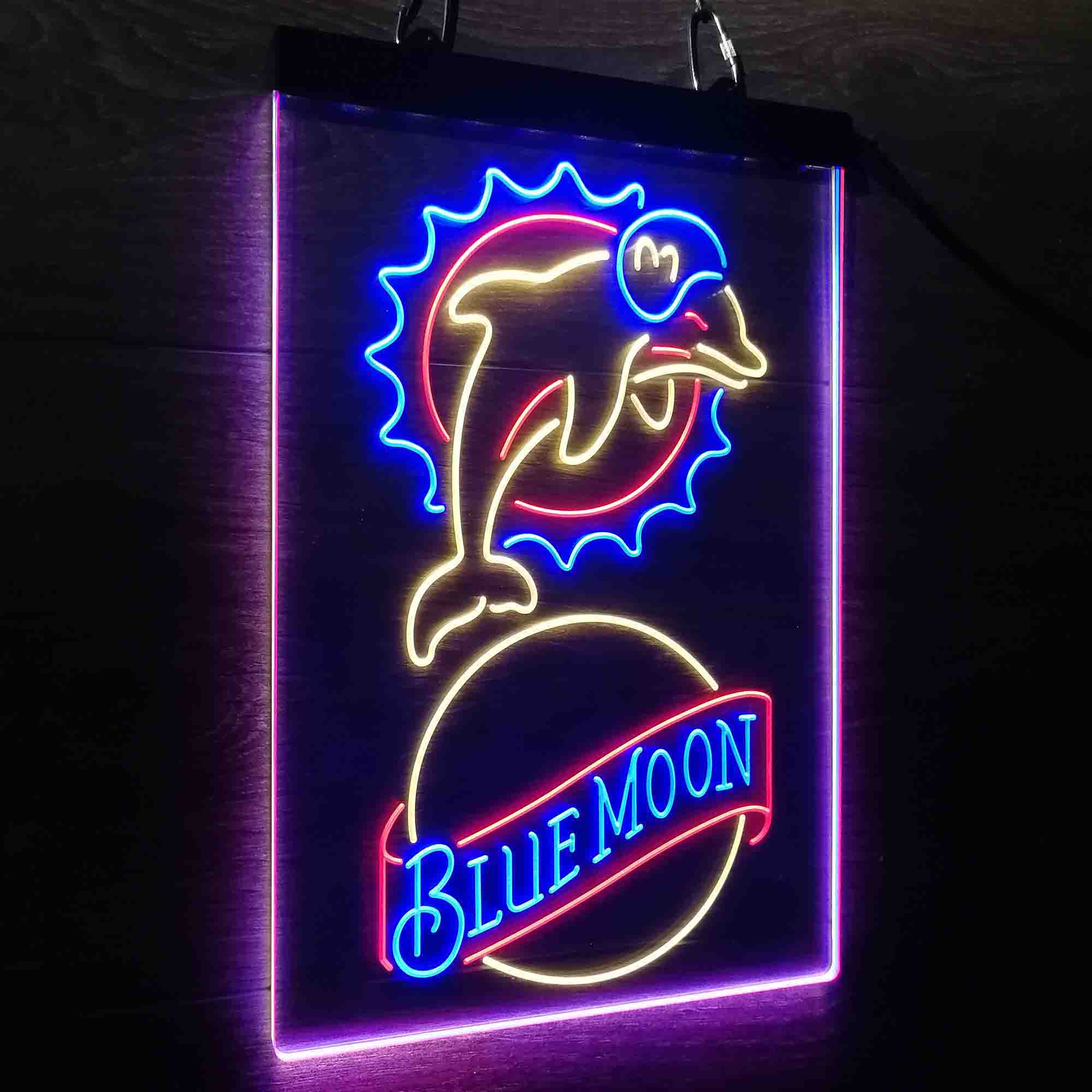 Miami Dolphins Blue Moon Bar Led Light Sign