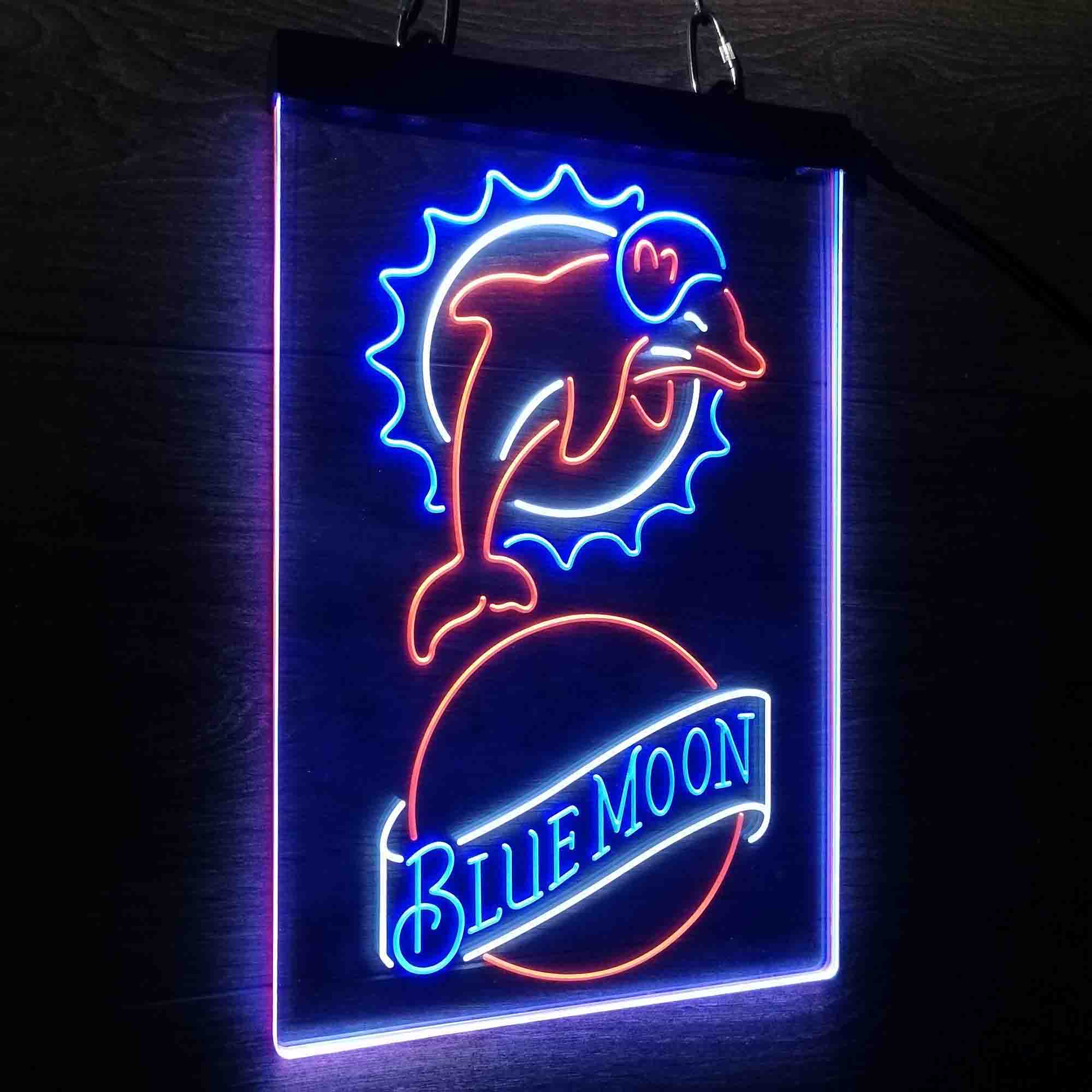 Miami Dolphins Blue Moon Bar Led Light Sign